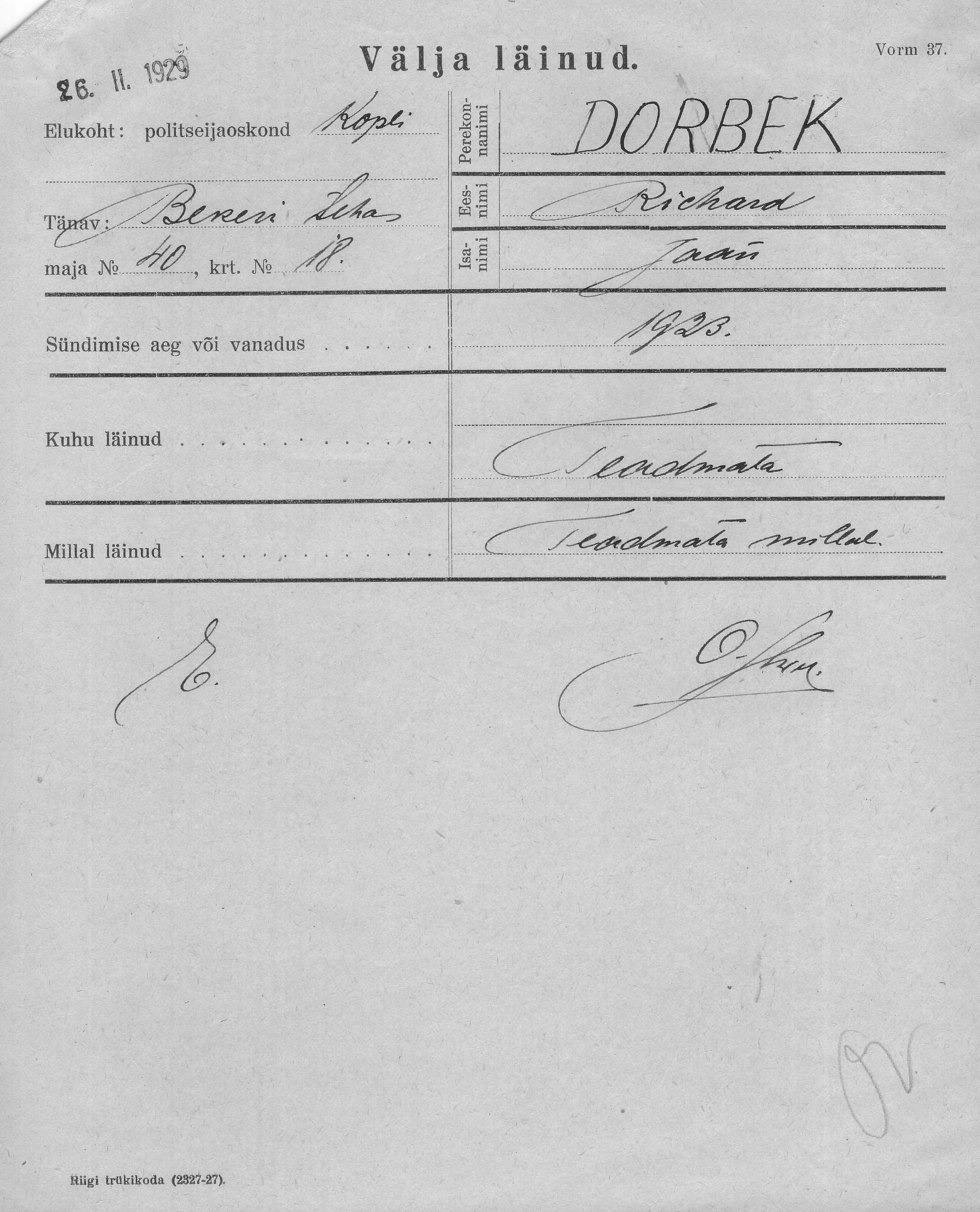 Dorbek, Richard, Jaan