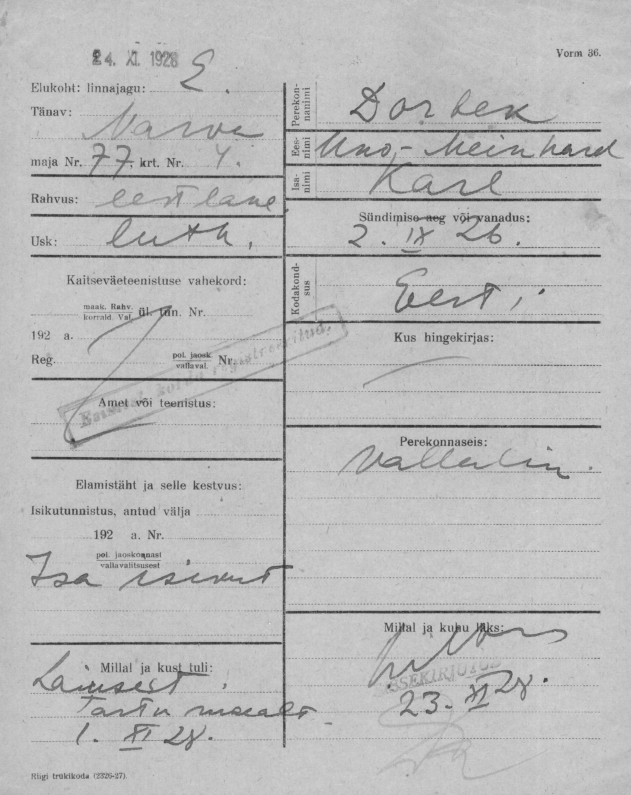 Dorbek, Uno-Meinhard, Karl