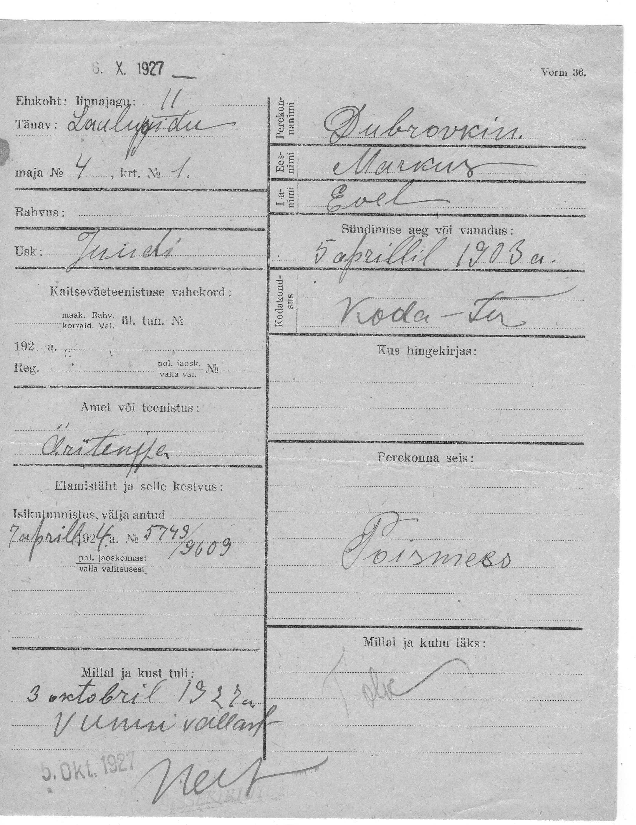 Dubrovkin, Markus, Evel