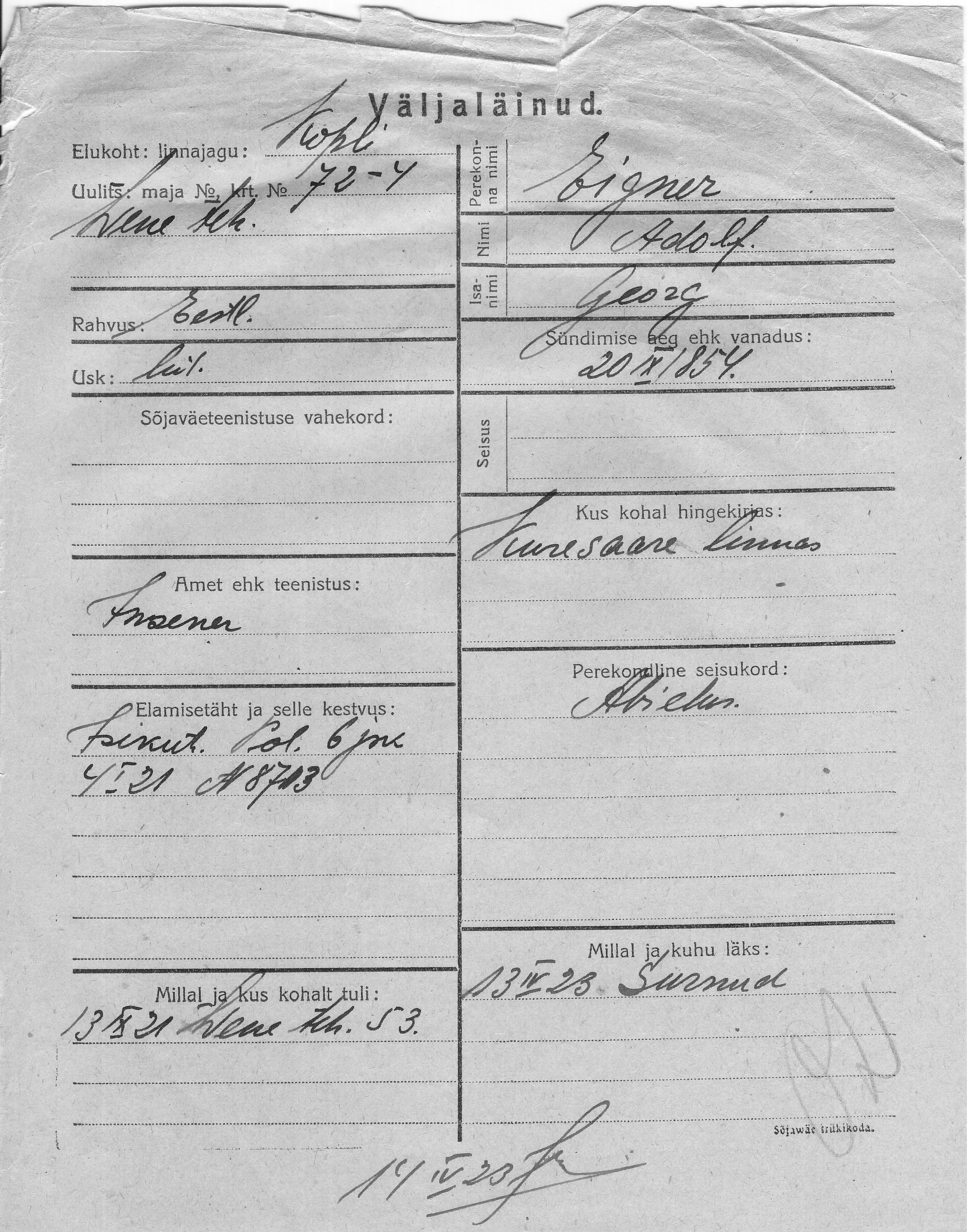 Eigner, Adolf, Georg