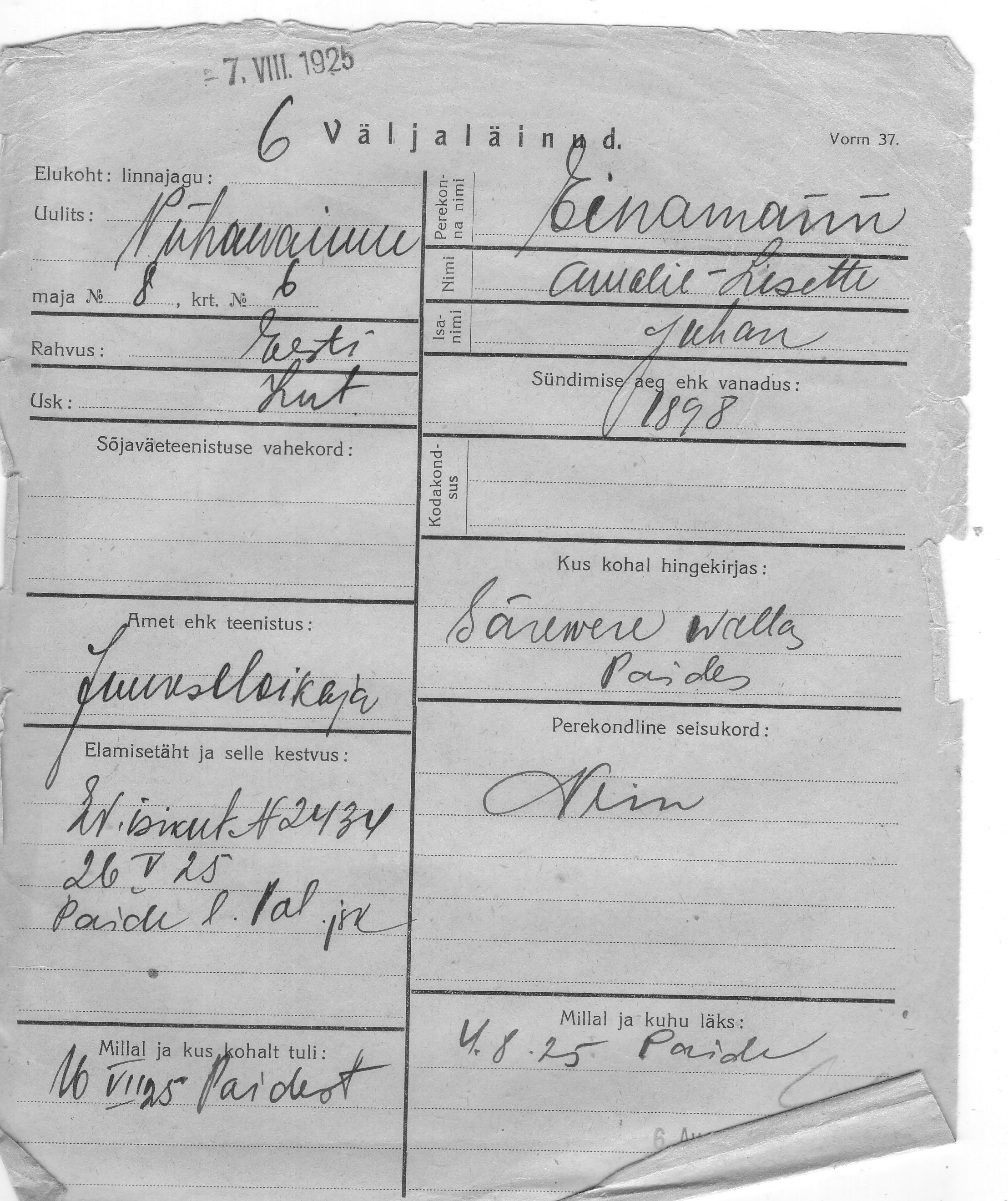 Einamann, Amalie, Lisette