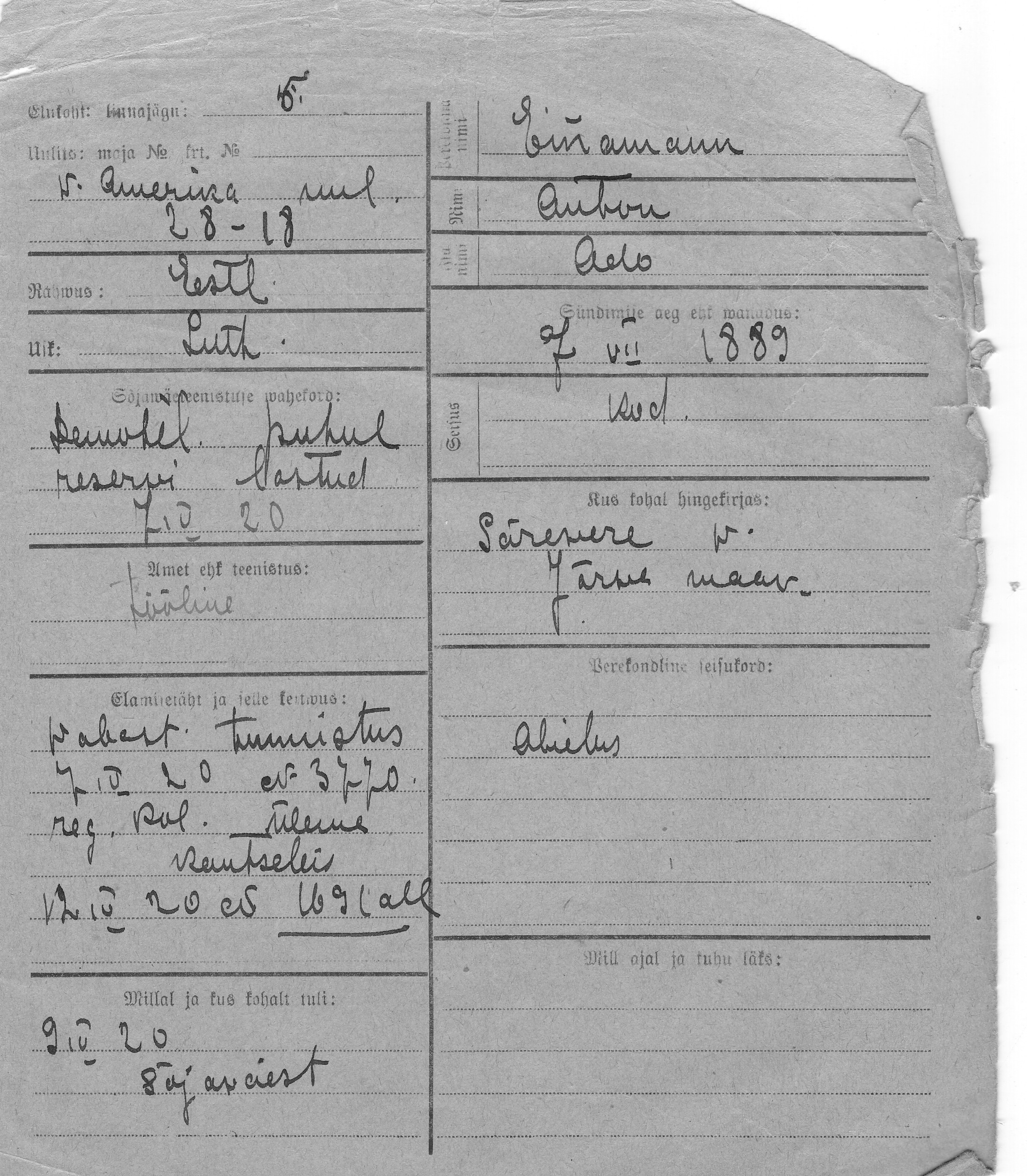 Einamann, Anton, Ado