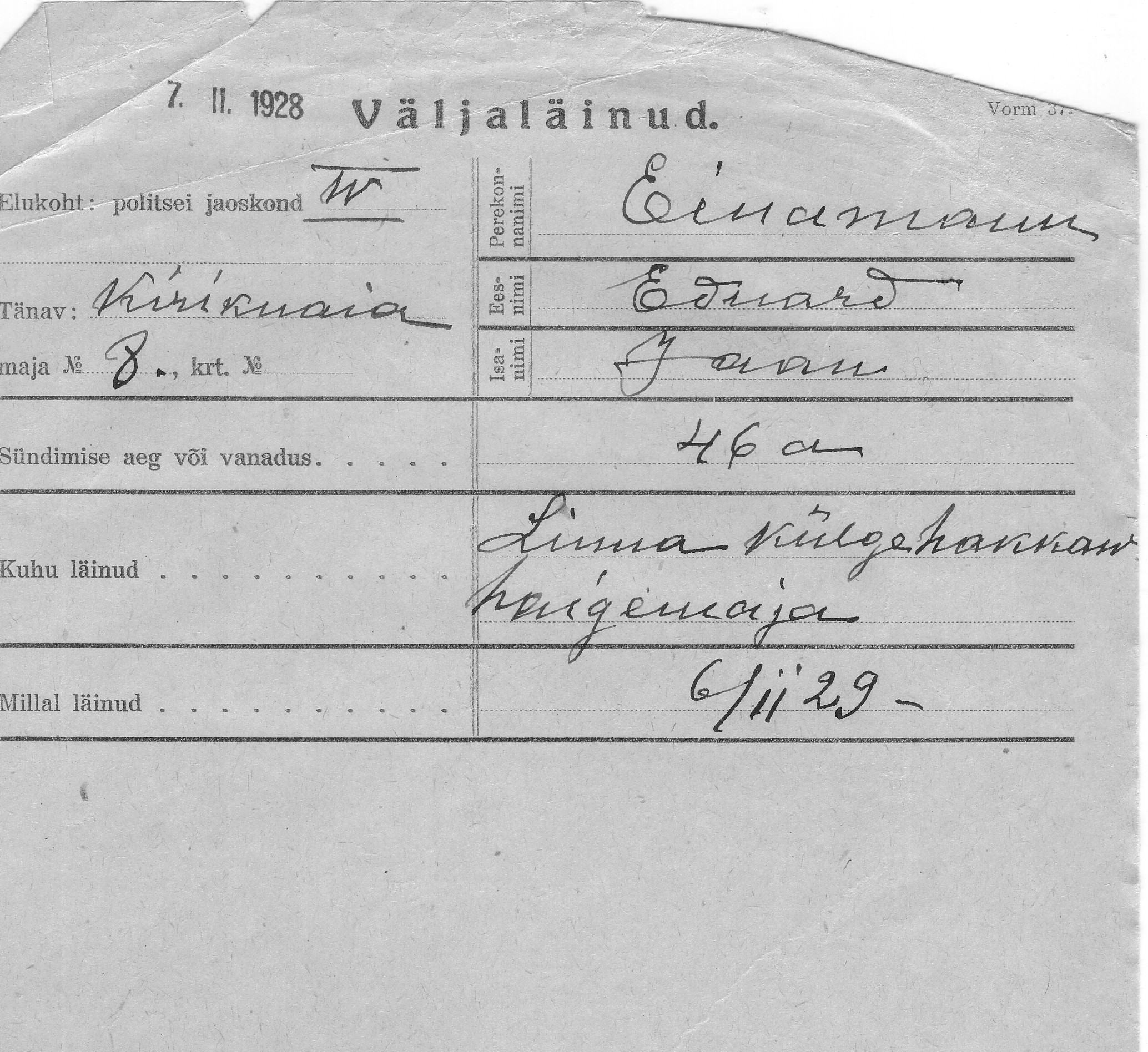 Einamann, Eduard, Jaan