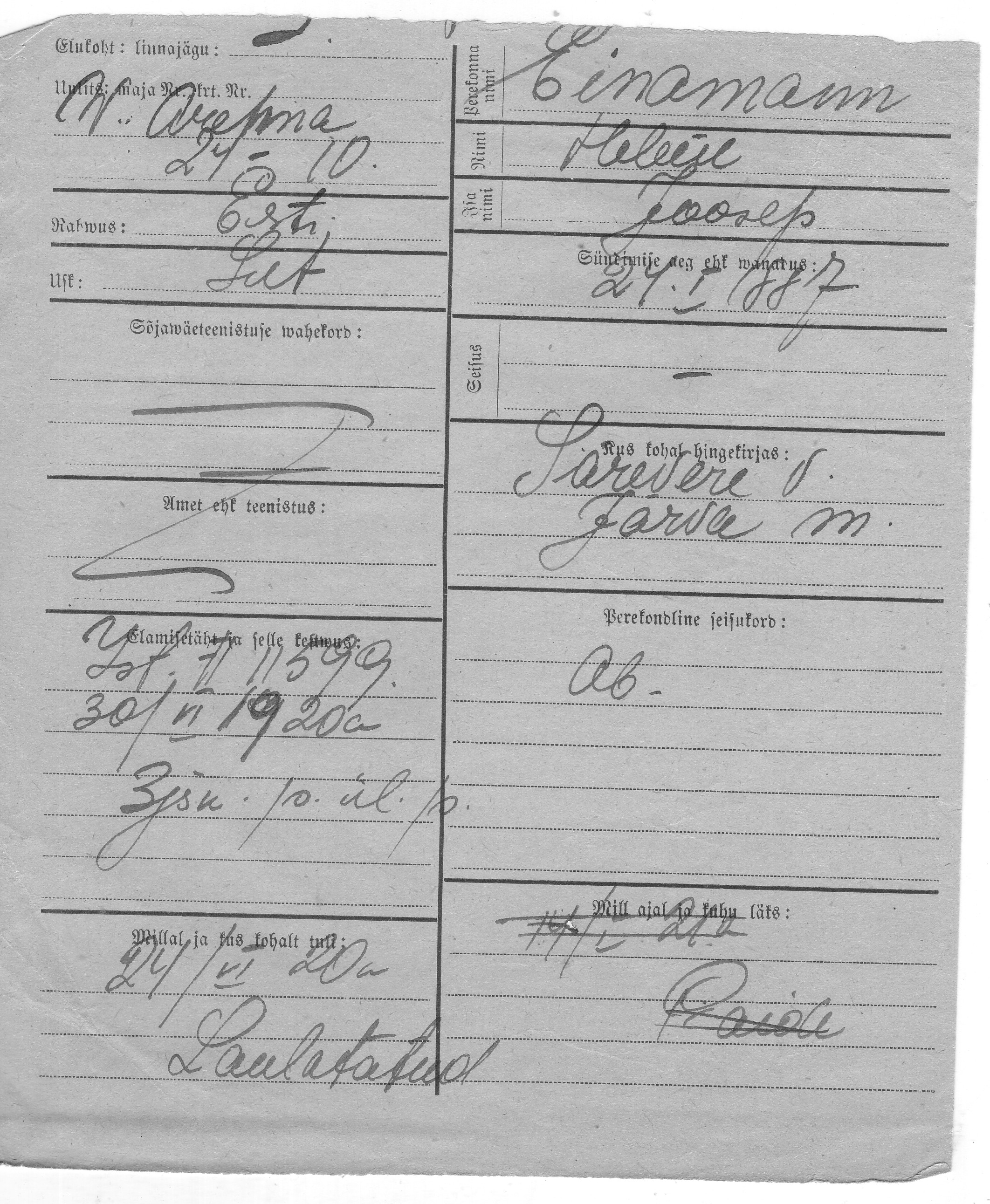 Einamann, Helene, Joosep