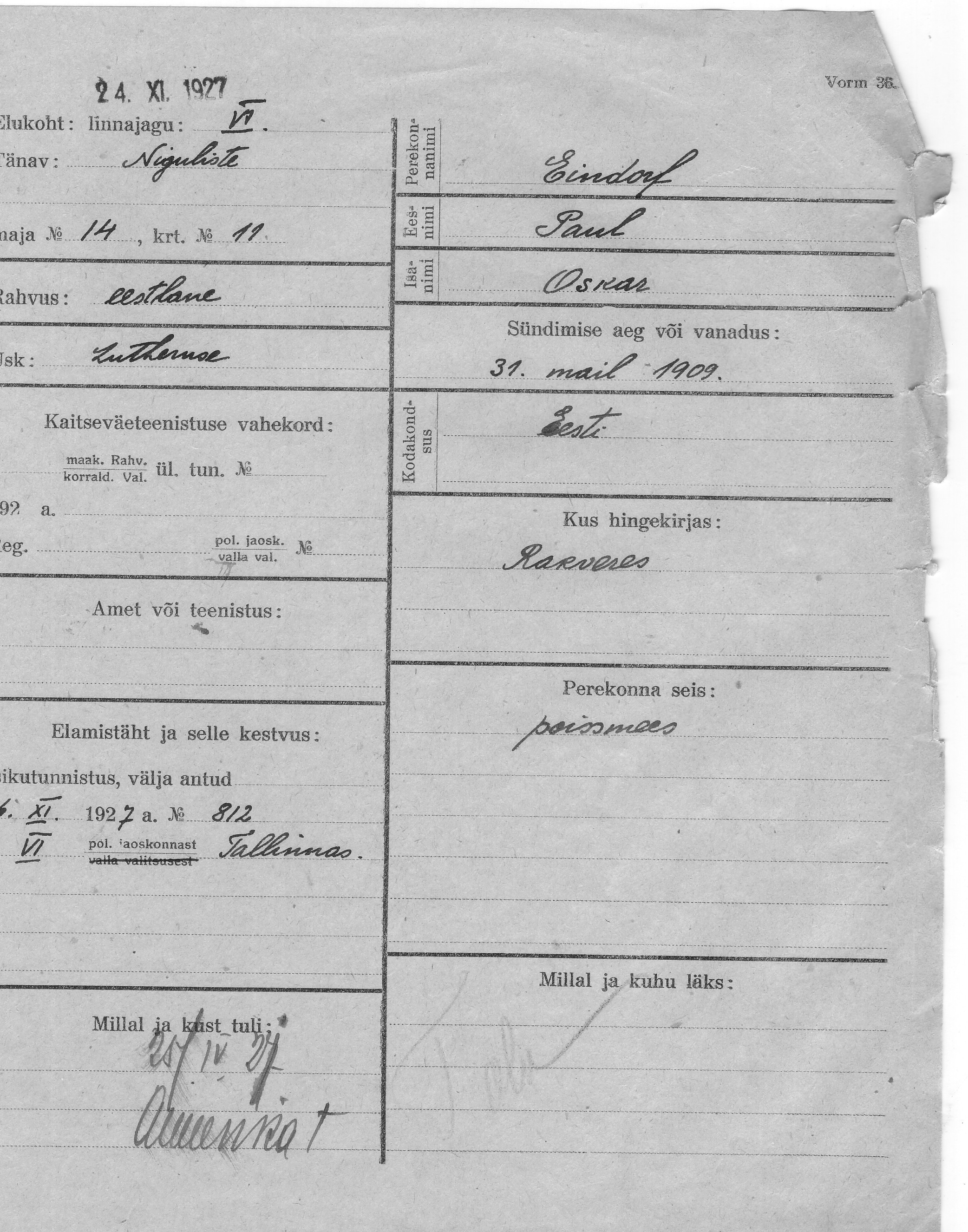 Eindorf, Paul, Oskar