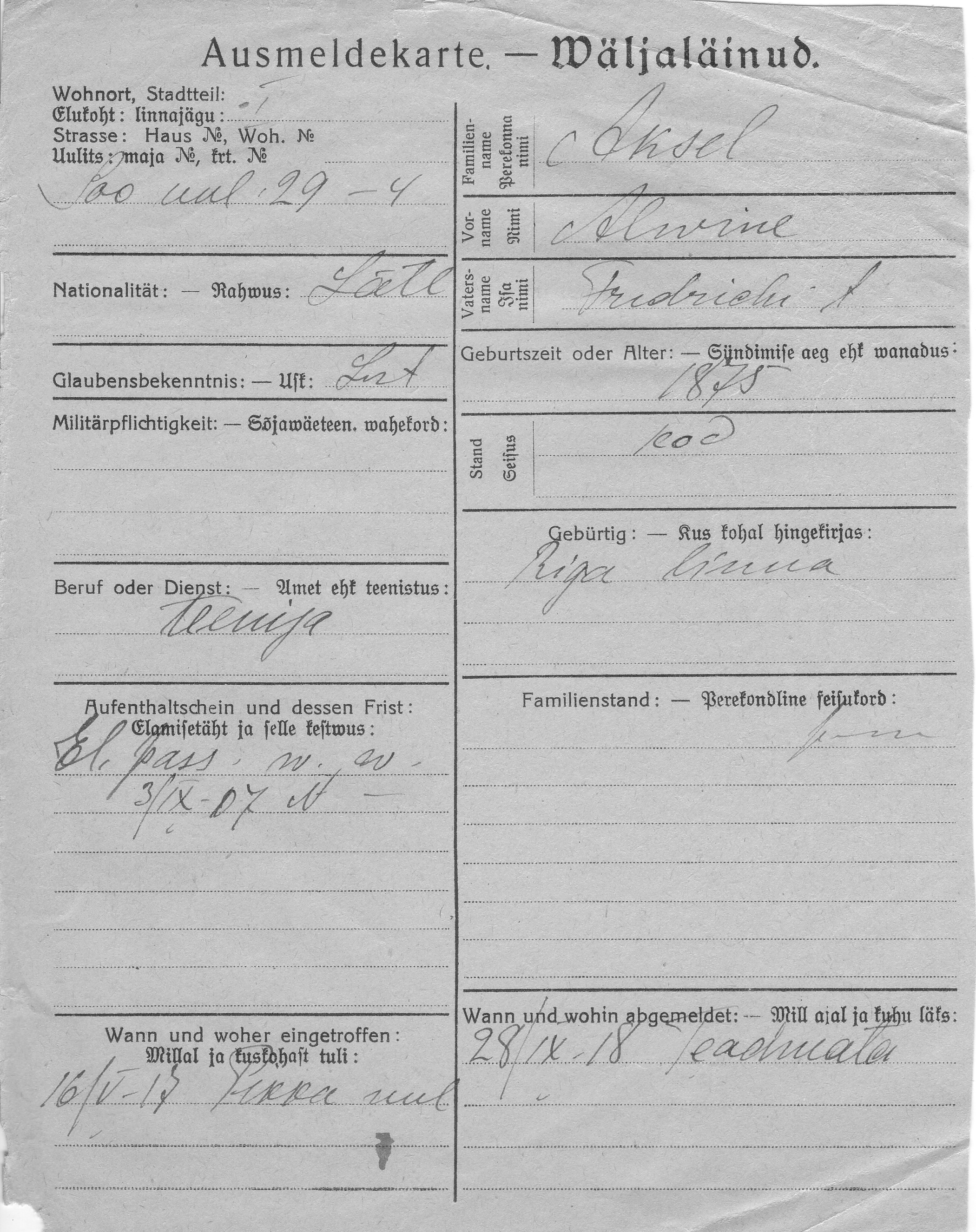 Aksel, Alwine, Fridrich