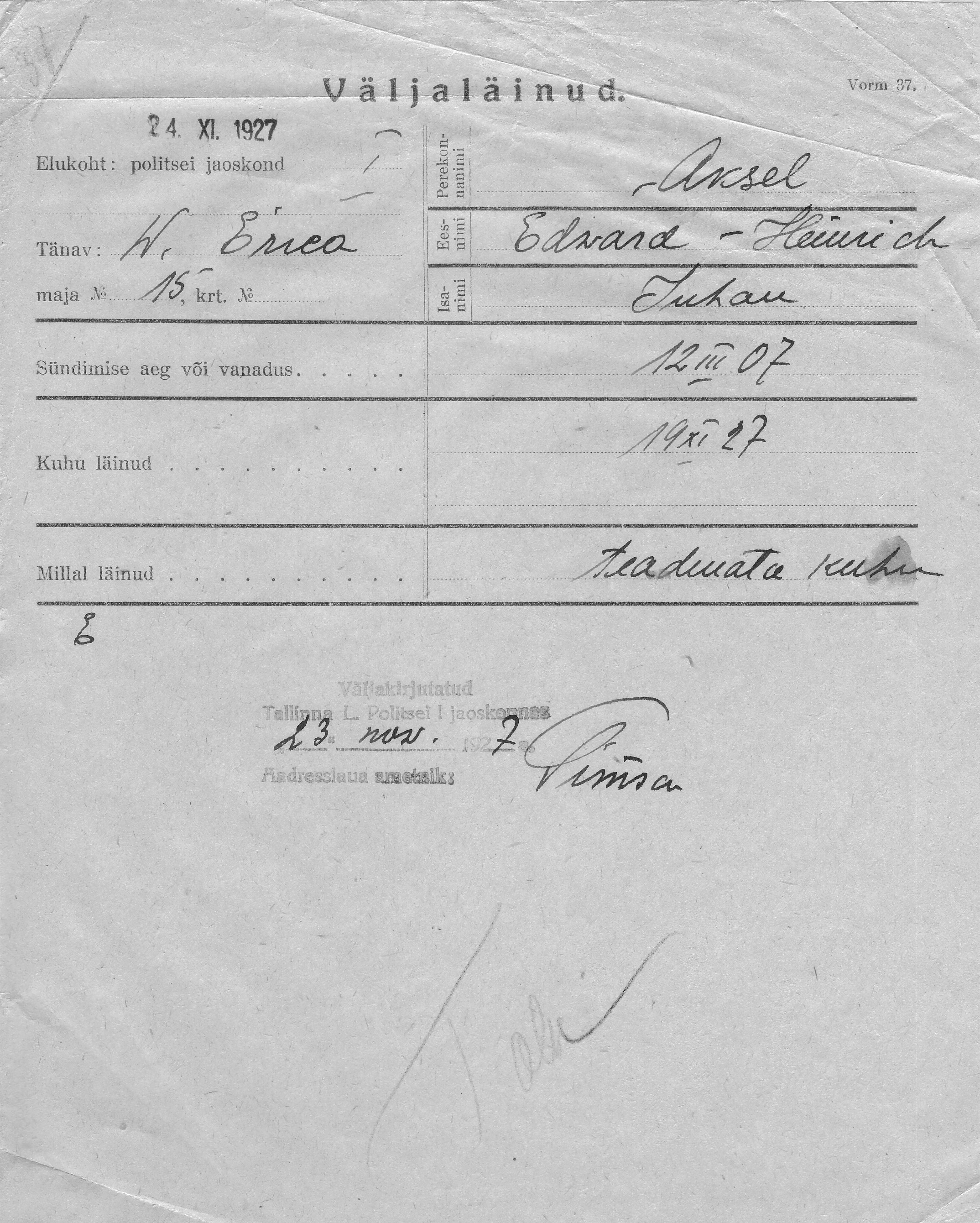 Aksel, Edward-Heinrich, Juhan