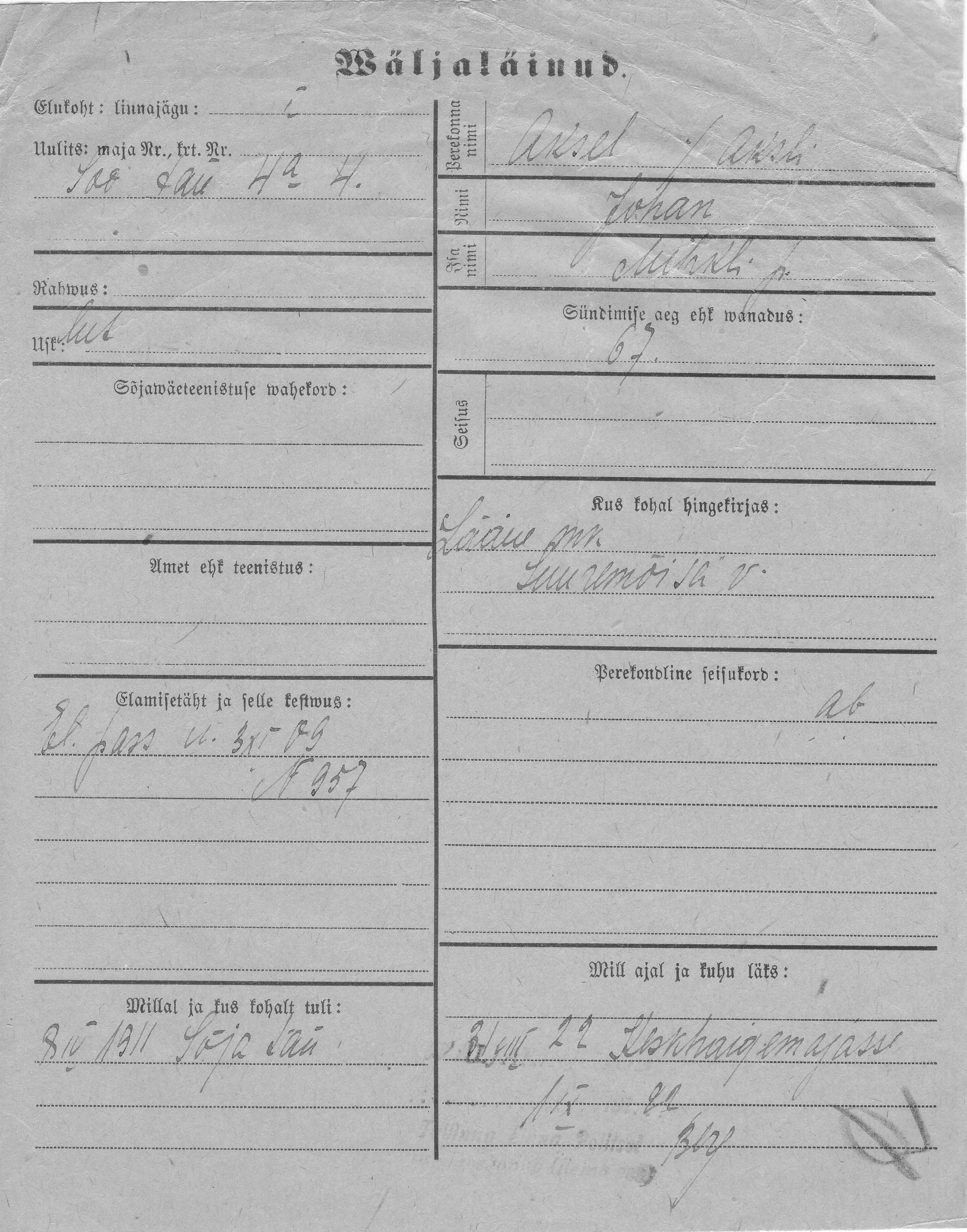 Aksel, Johan, Mihkel