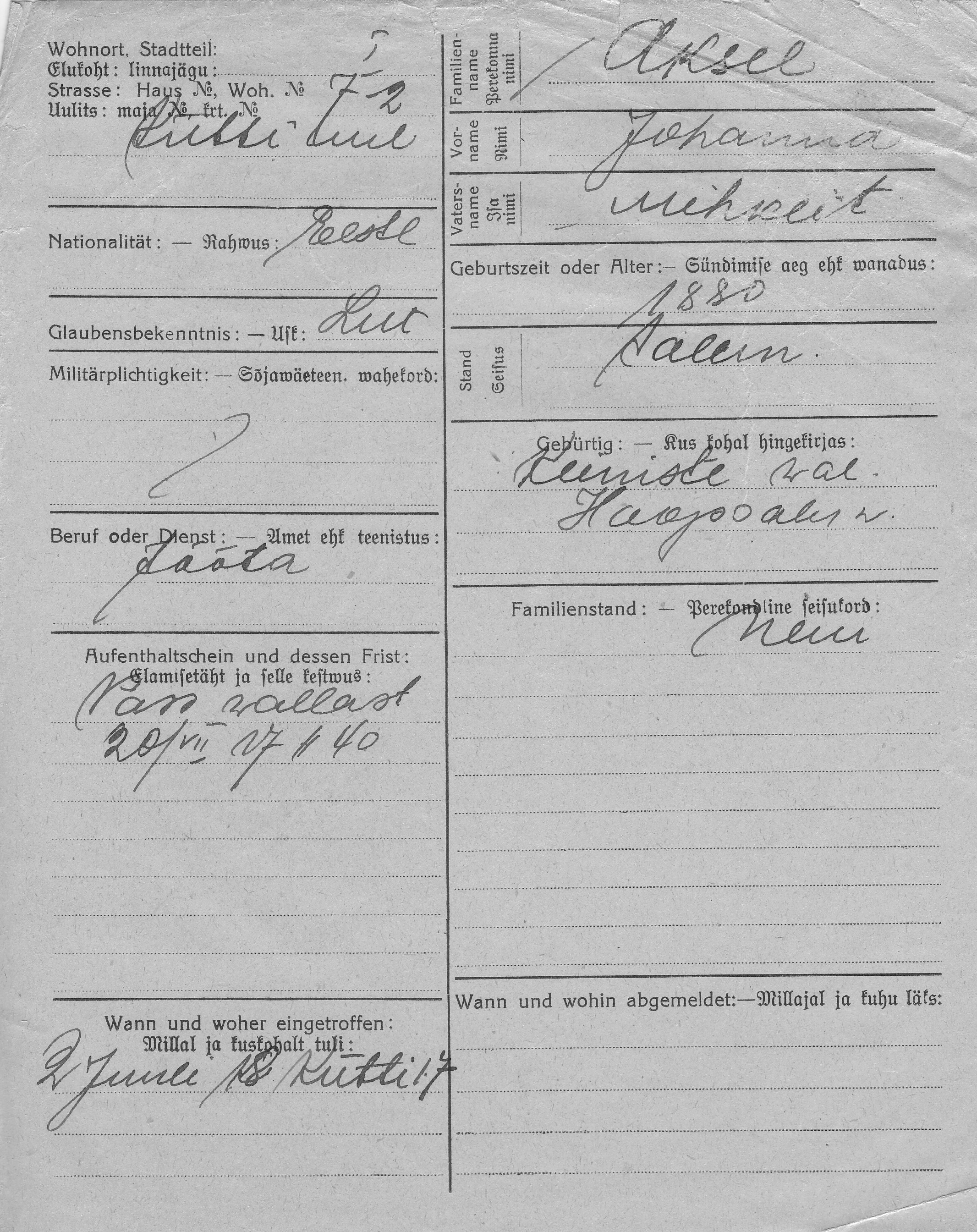 Aksel, Johanna, Mihkel