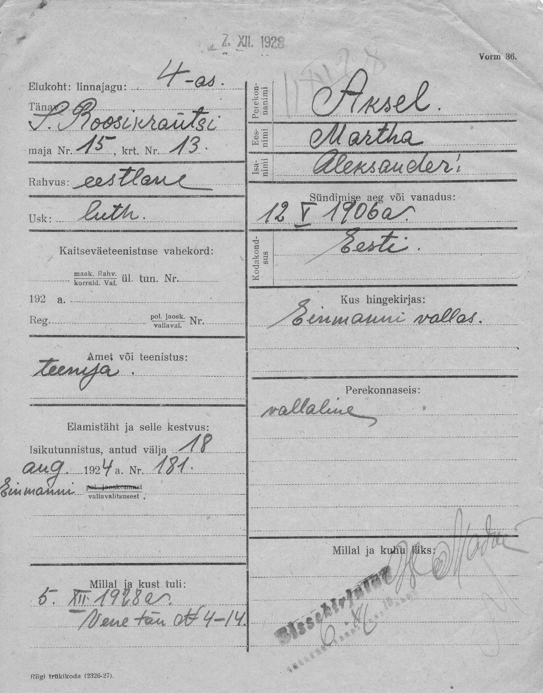 Aksel, Marta, Aleksander