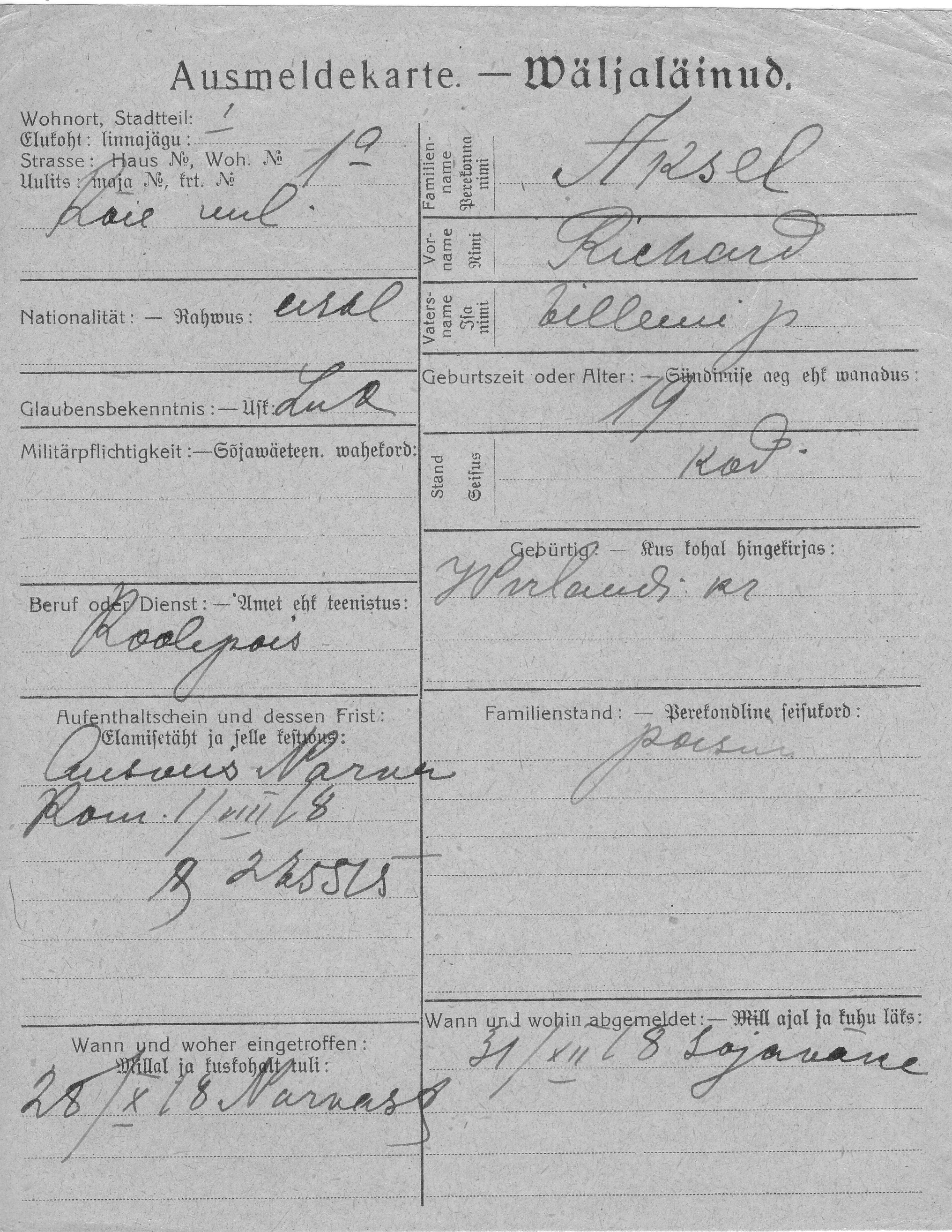 Aksel, Richard, Villem