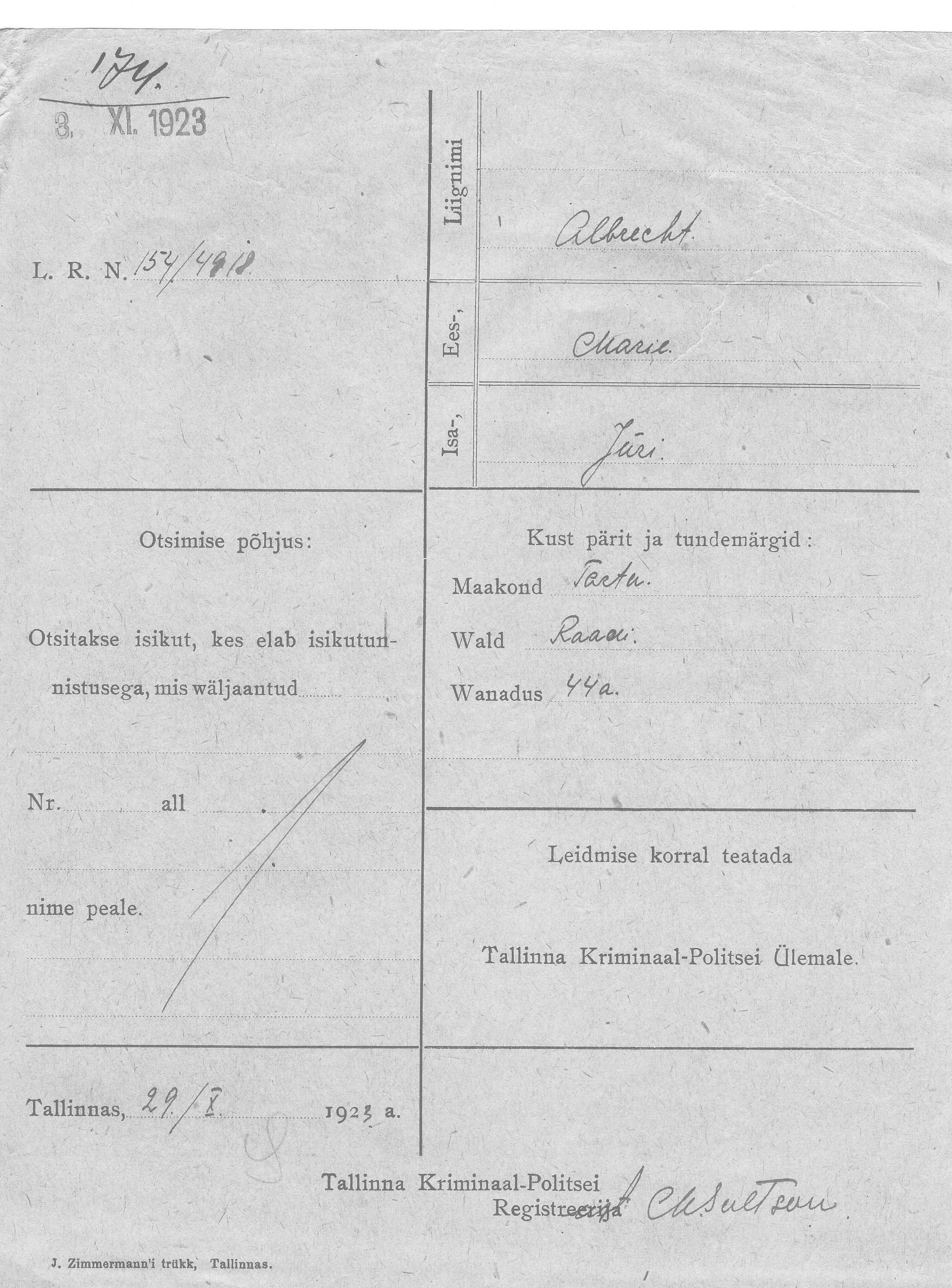 Albrecht, Marie, Jüri