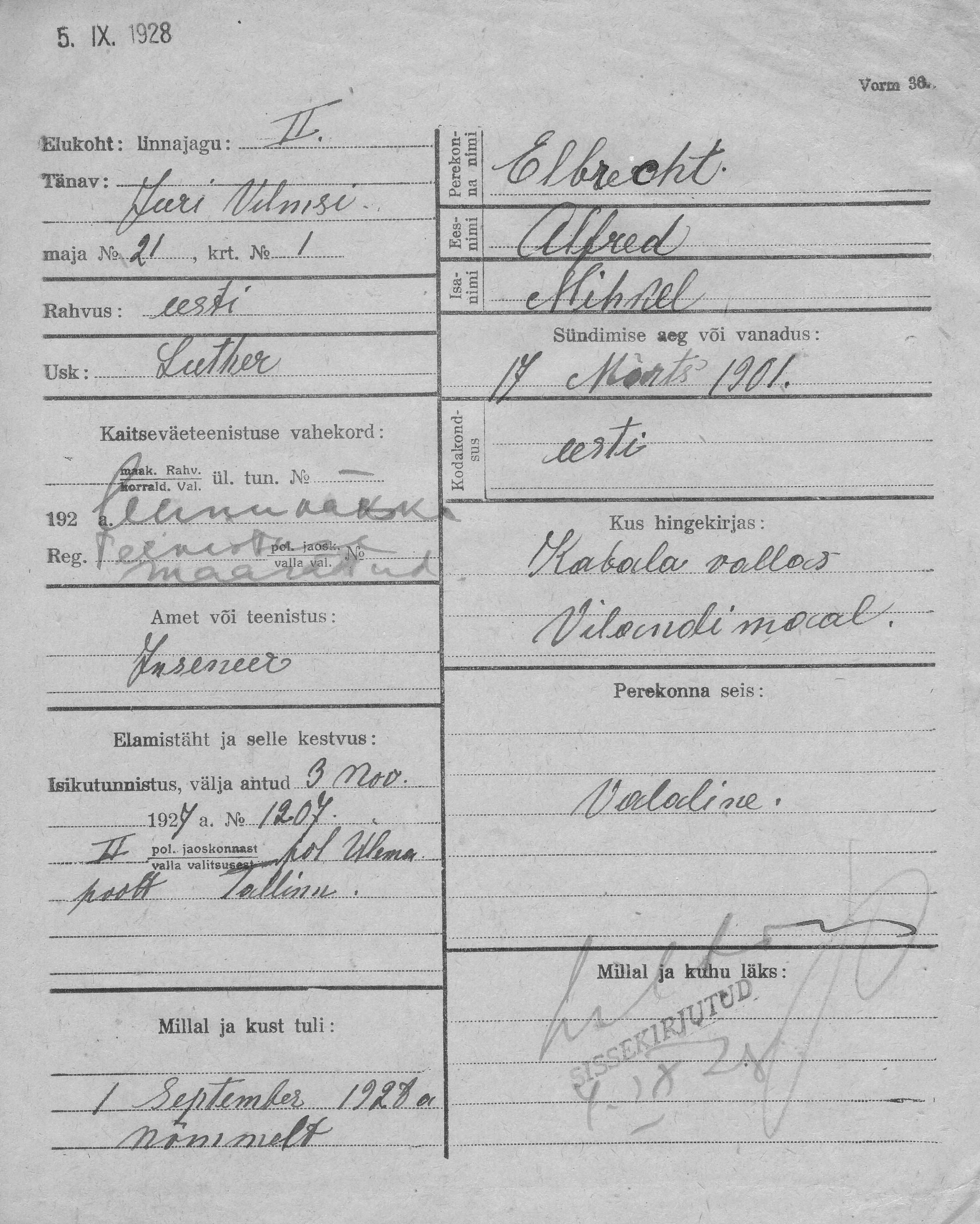 Elbrecht, Alfred, Mihkel