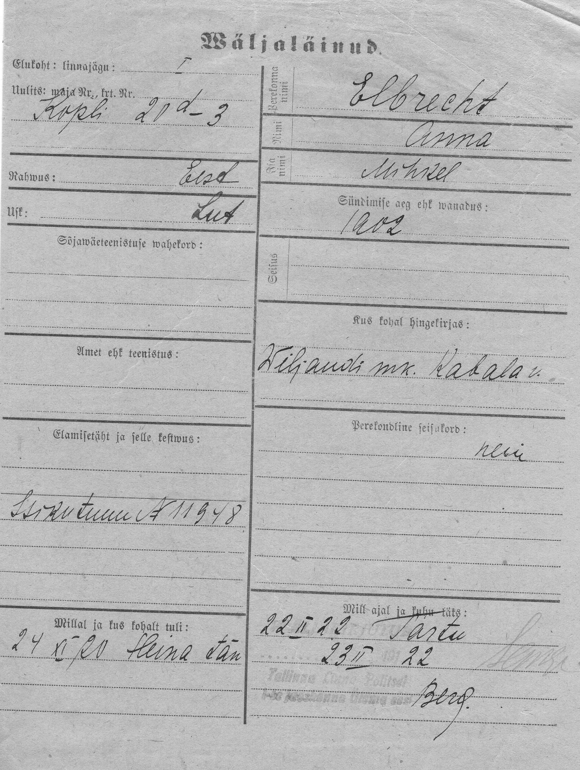 Elbrecht, Anna, Mihkel