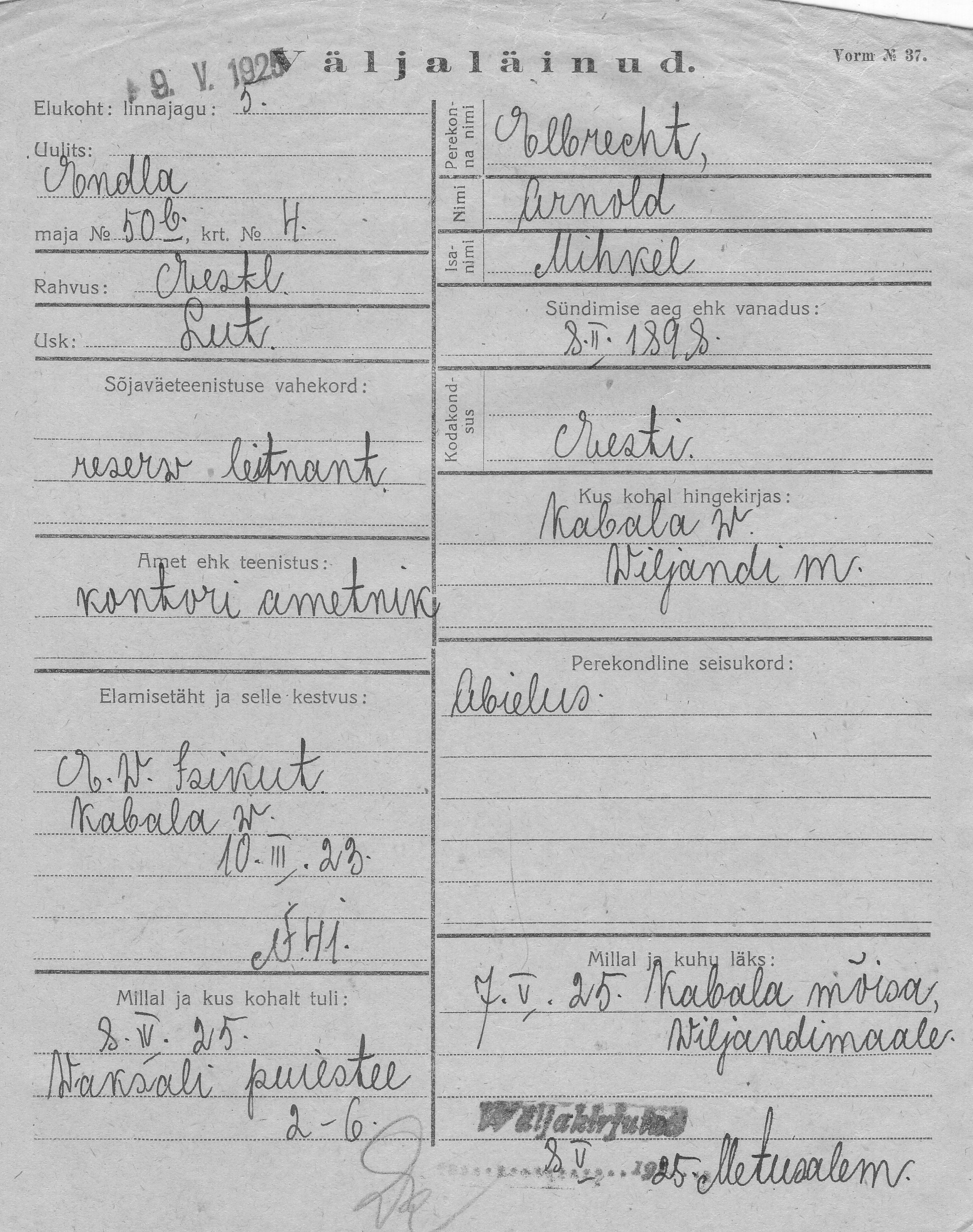 Elbrecht, Arnold, Mihkel