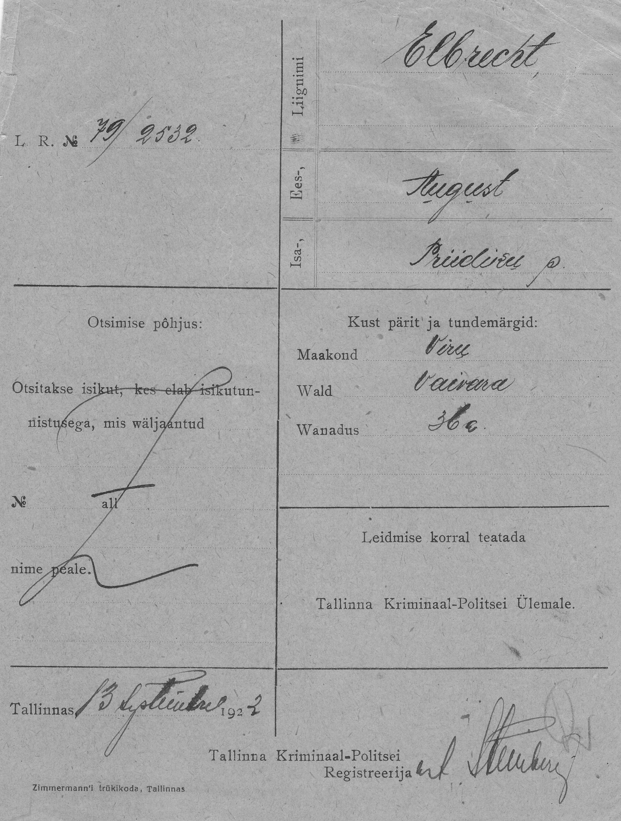 Elbrecht, August, Priidik