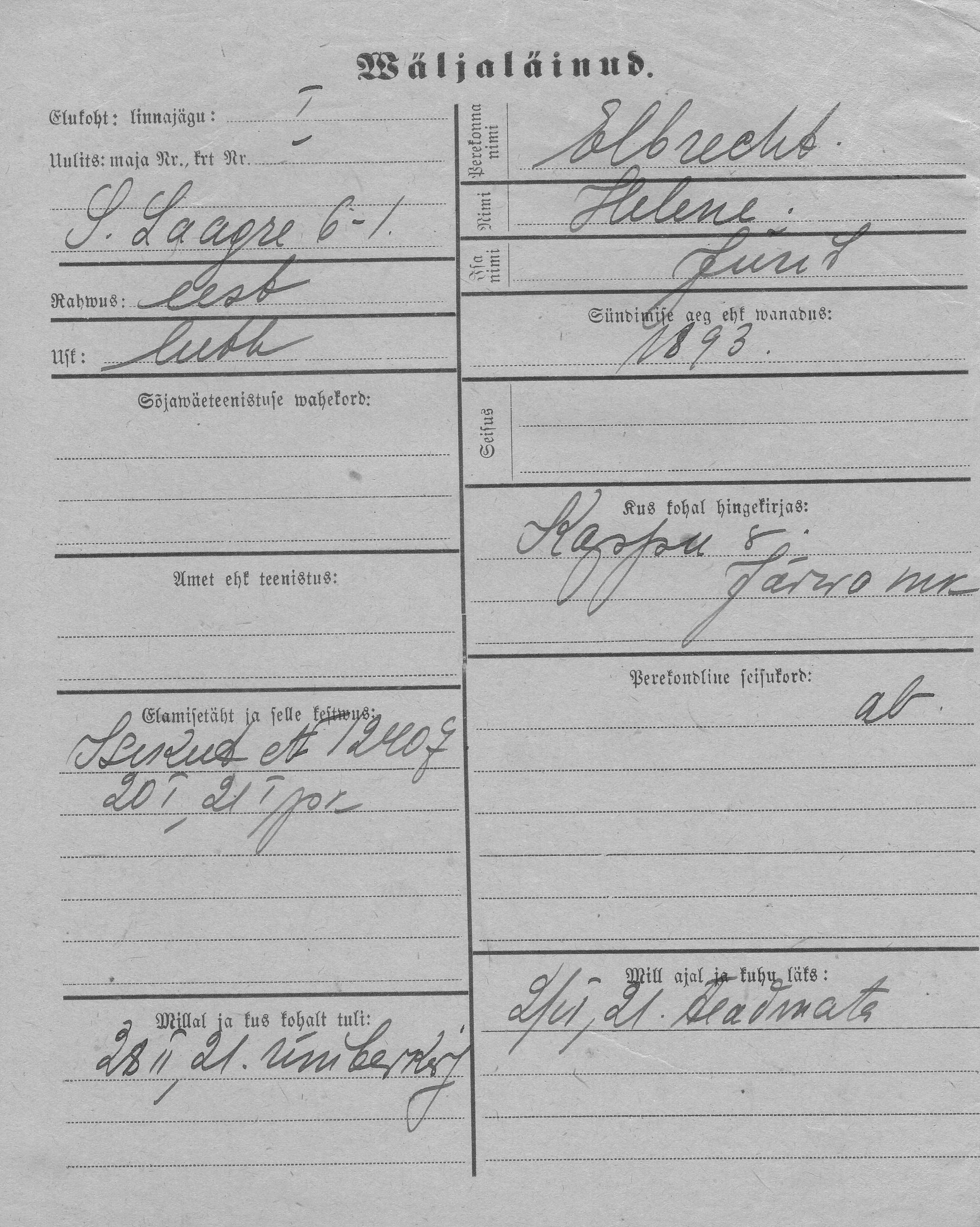 Elbrecht, Helene, Jüri