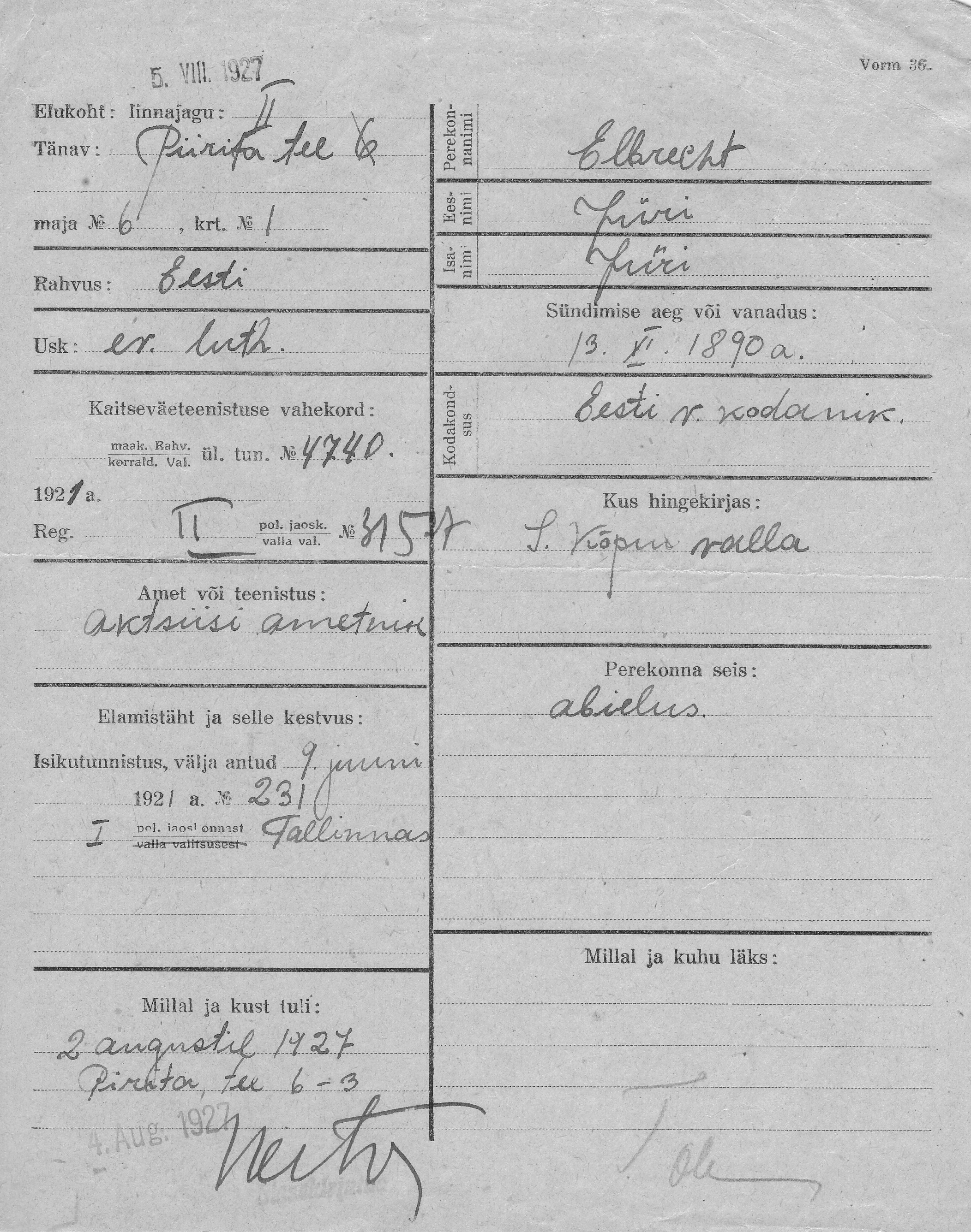 Elbrecht, Jüri, Jüri