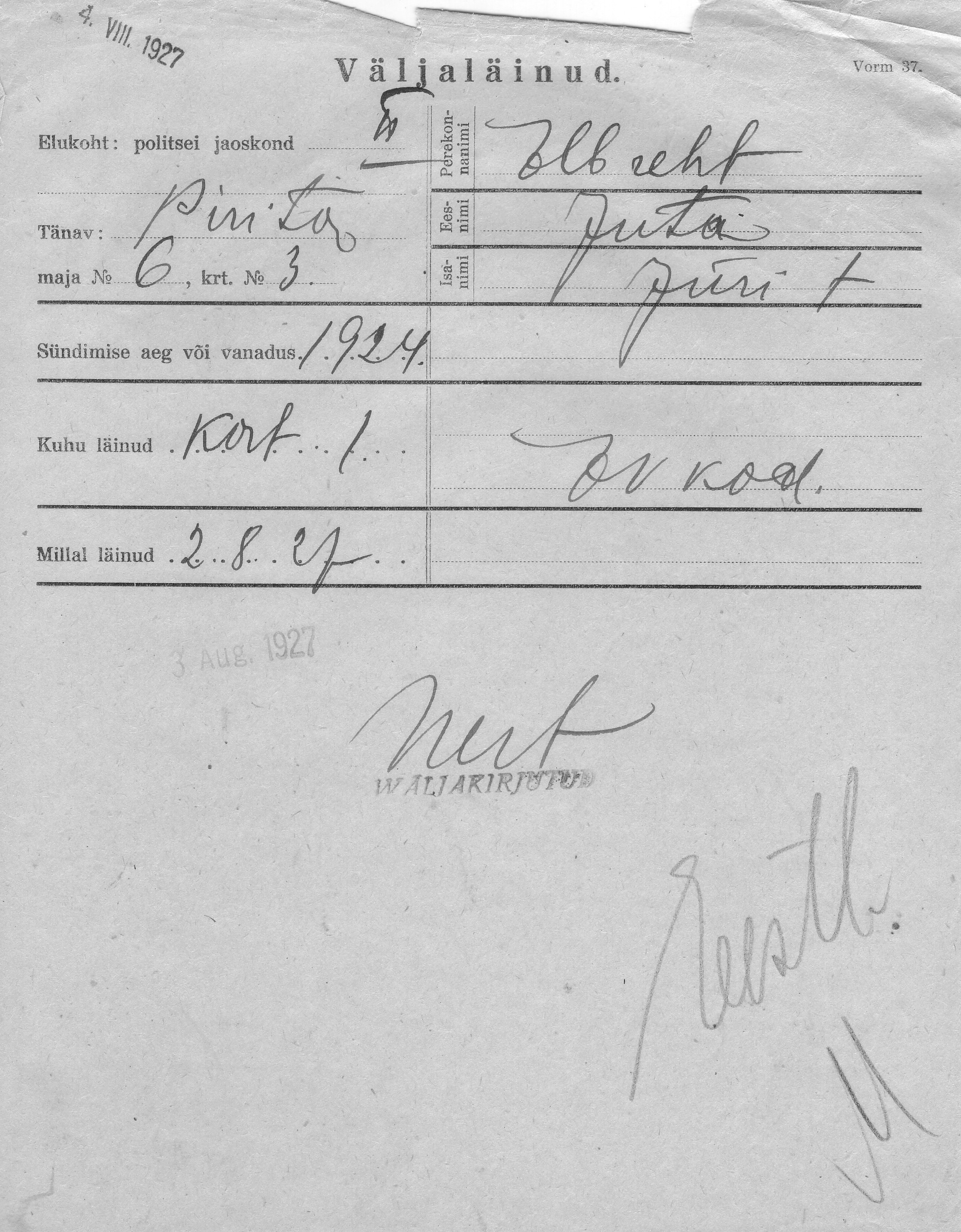 Elbrecht, Juta, Jüri