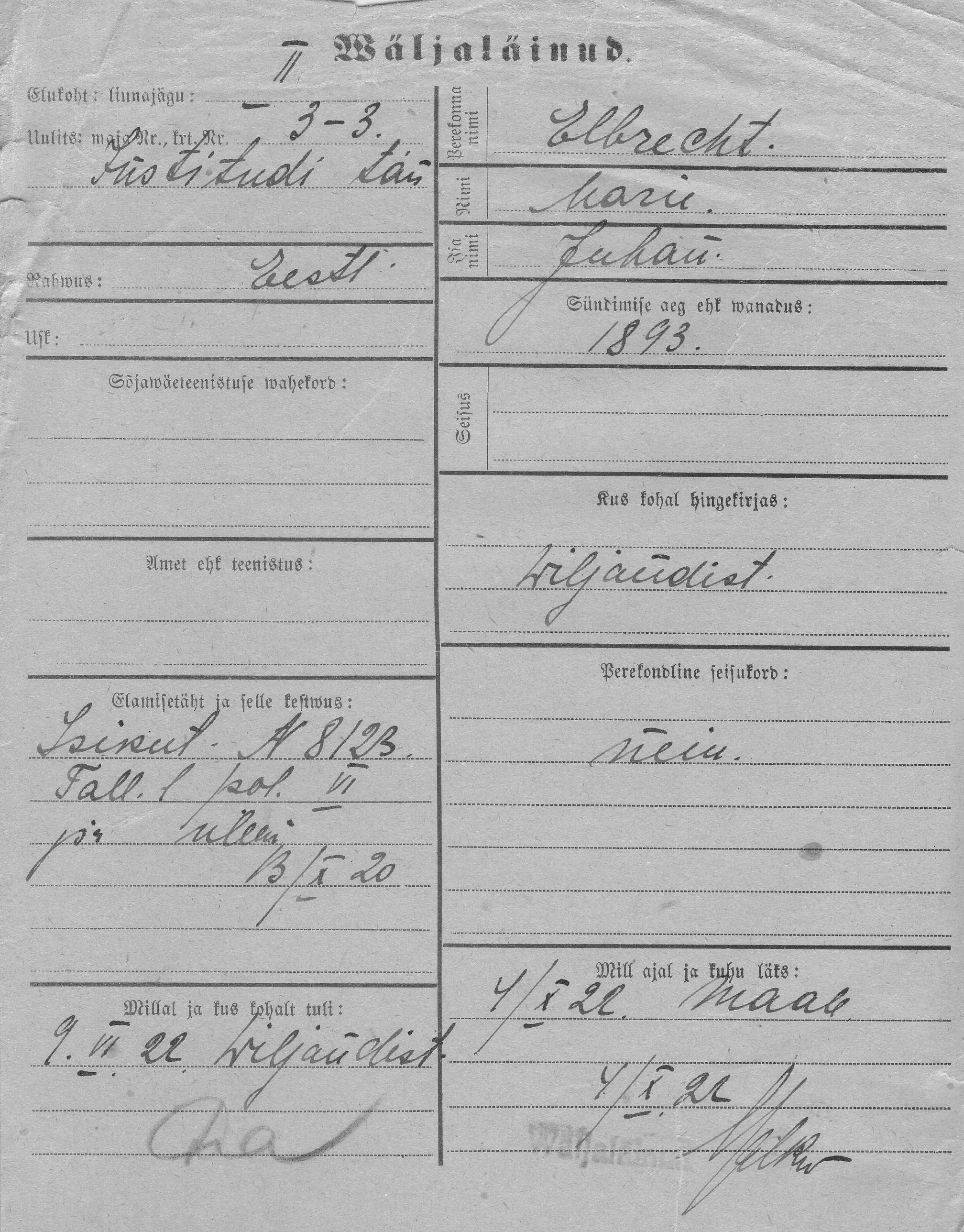 Elbrecht, Marie, Juhan