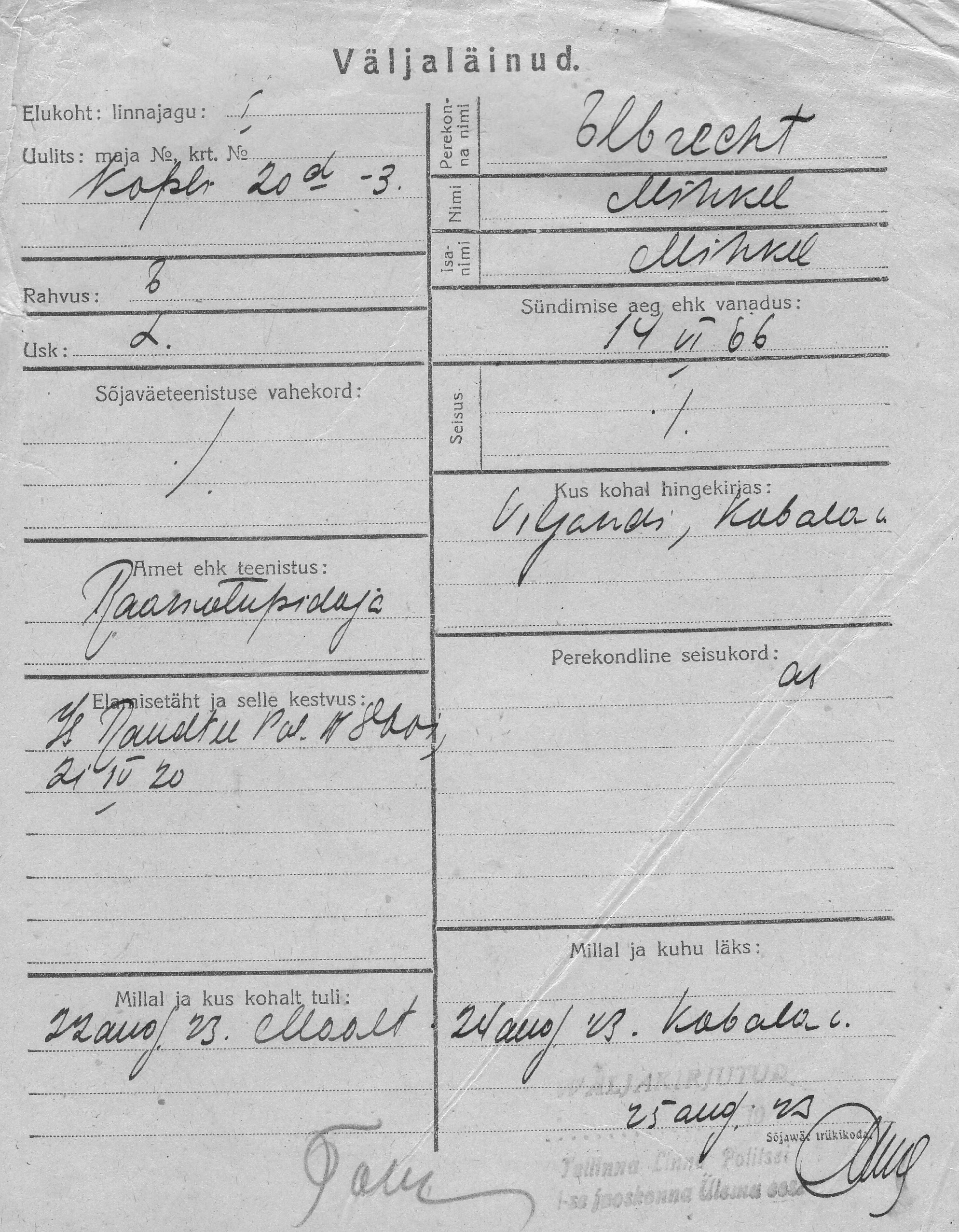 Elbrecht, Mihkel, Mihkel