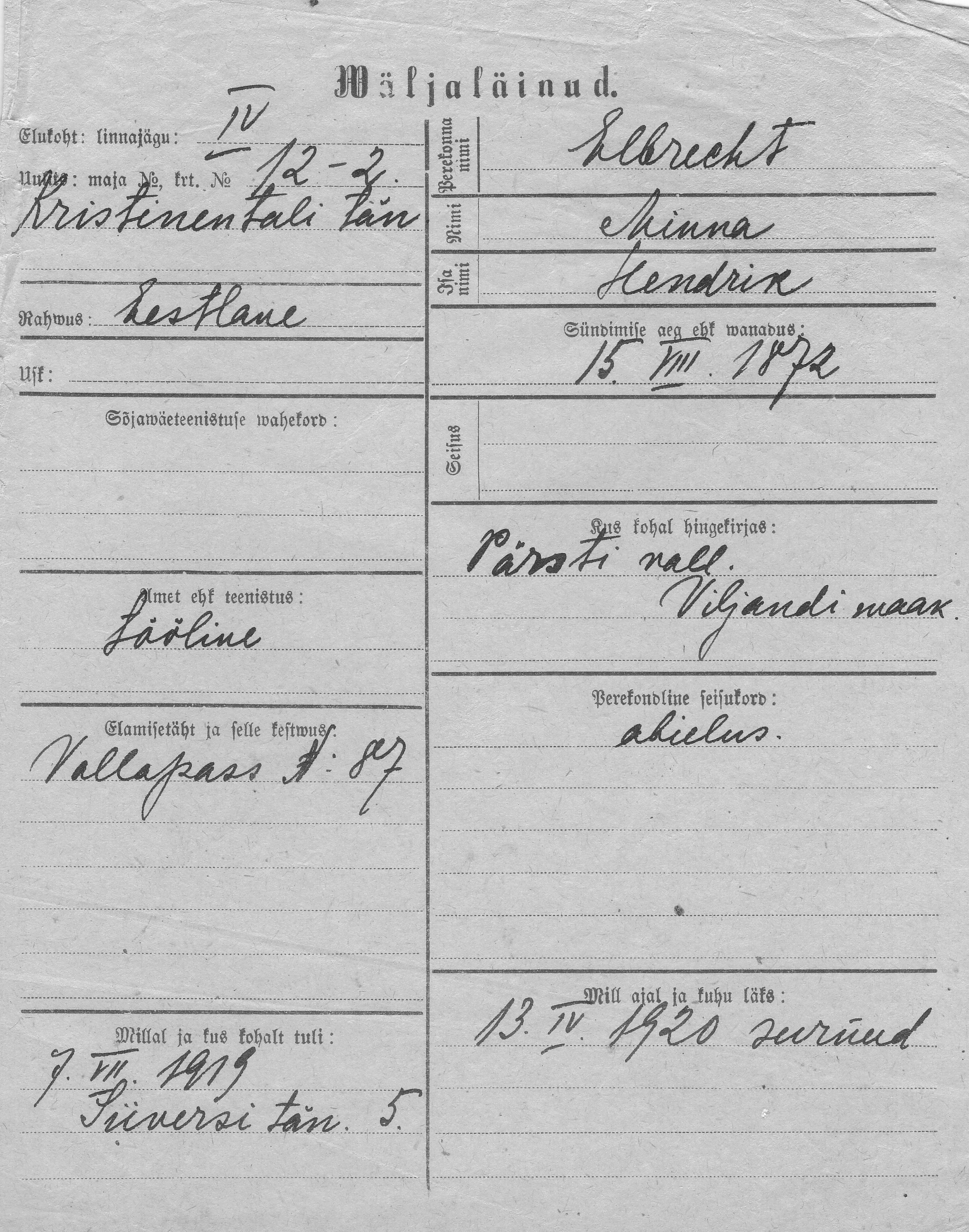 Elbrecht, Minna, Hendrik