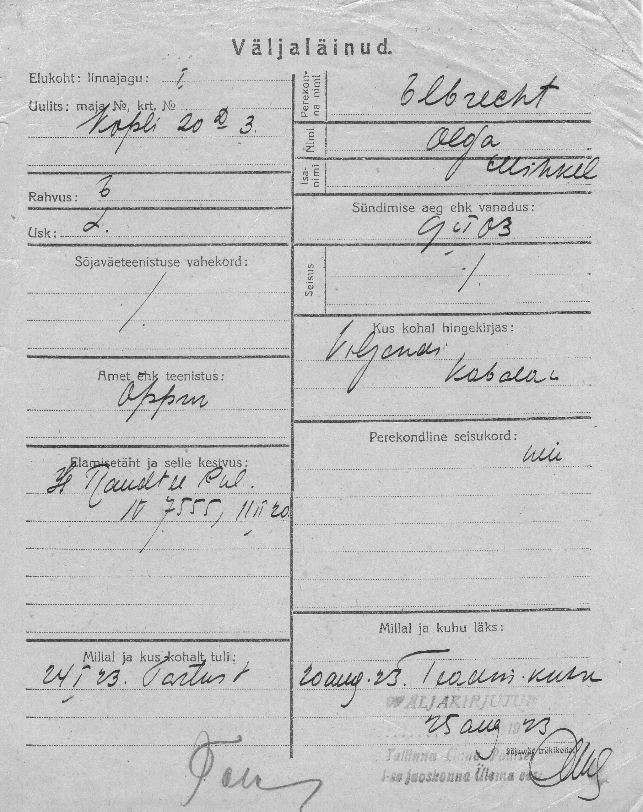 Elbrecht, Olga, Mihkel