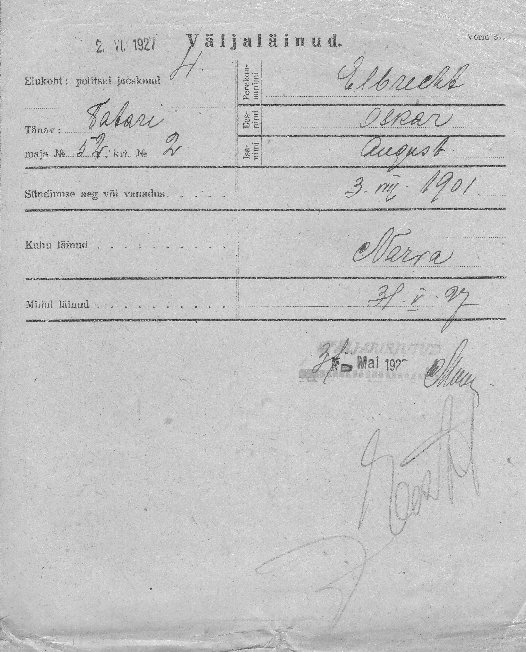 Elbrecht, Oskar, August