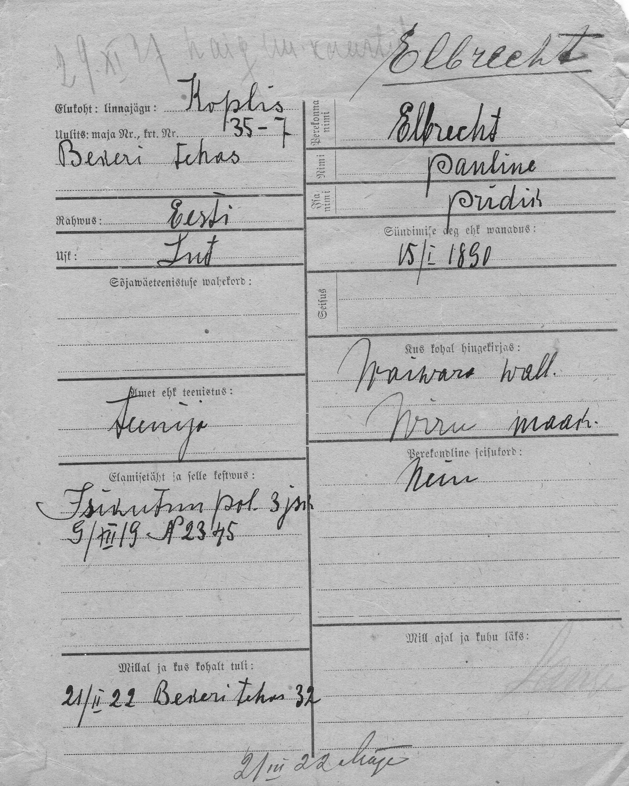 Elbrecht, Pauline, Pridik