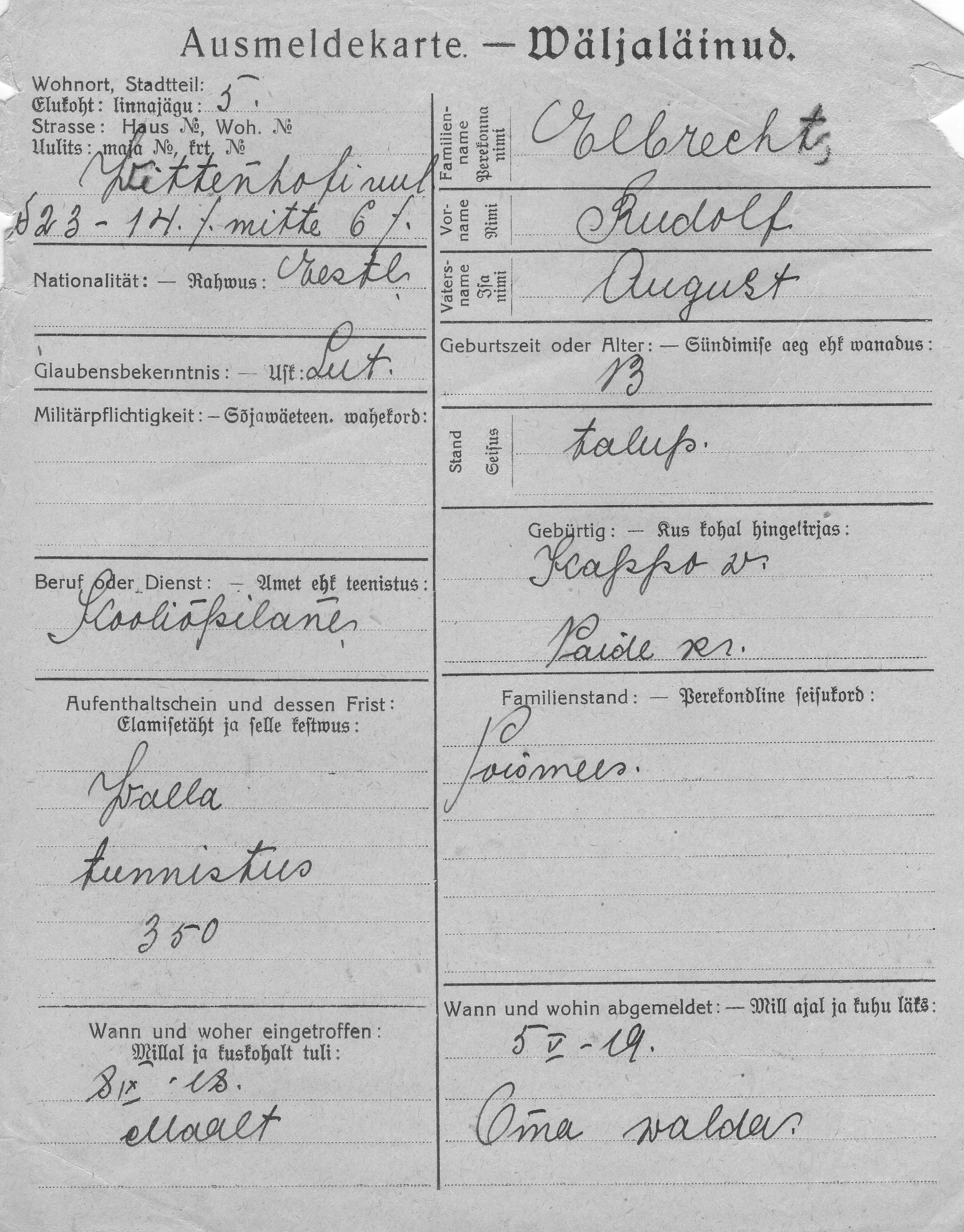 Elbrecht, Rudolf, August