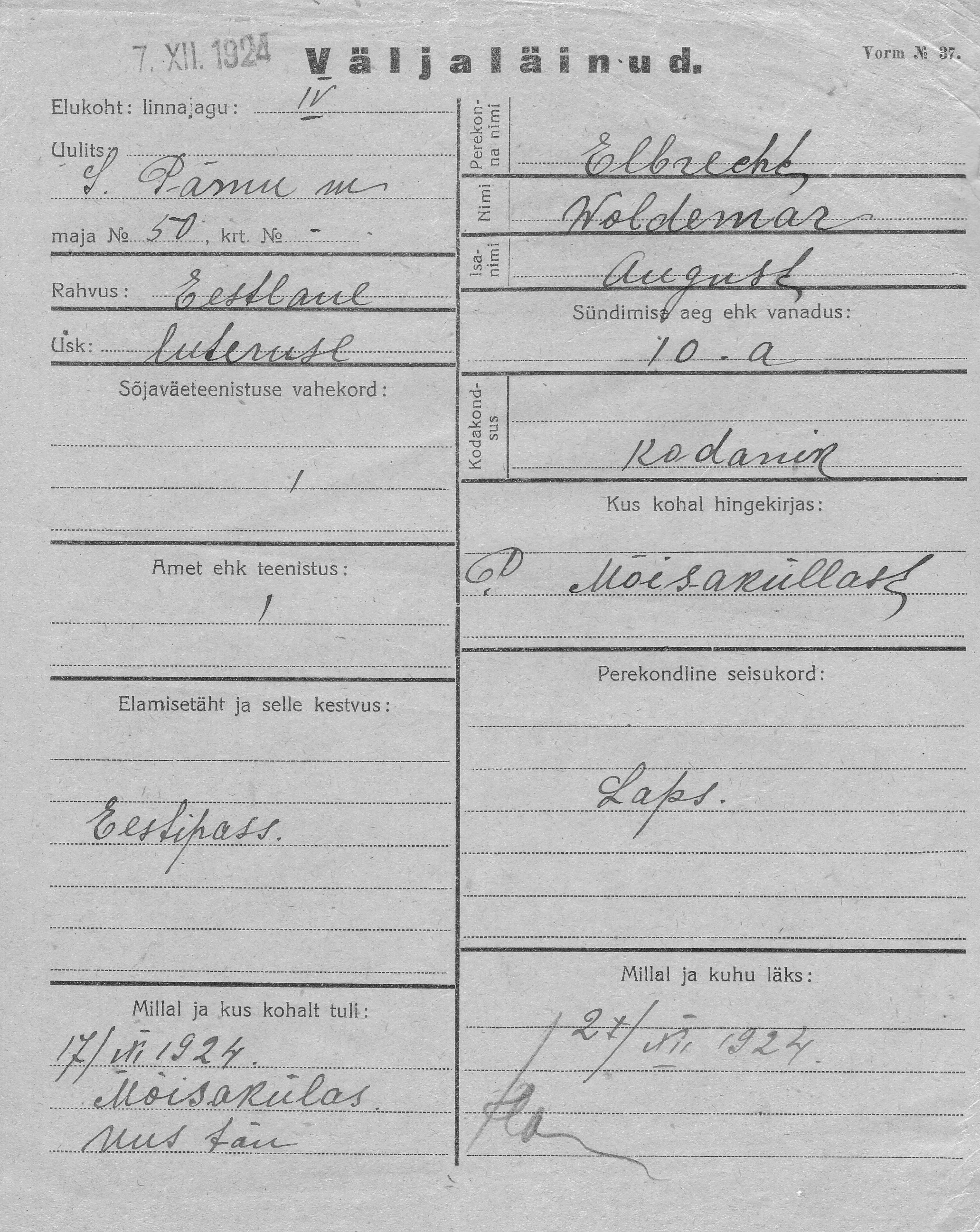 Elbrecht, Woldemar, August