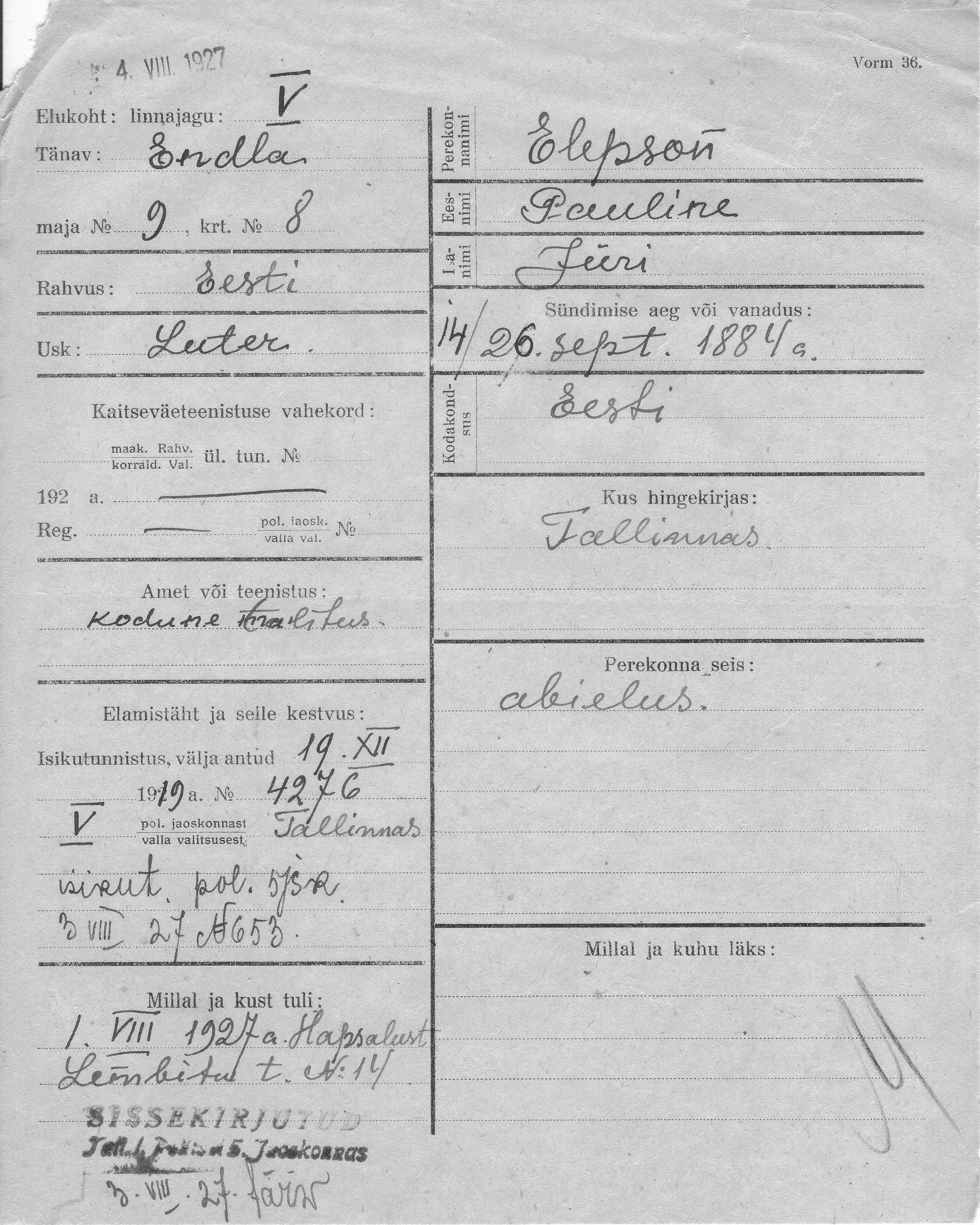 Elepson, Pauline, Jüri