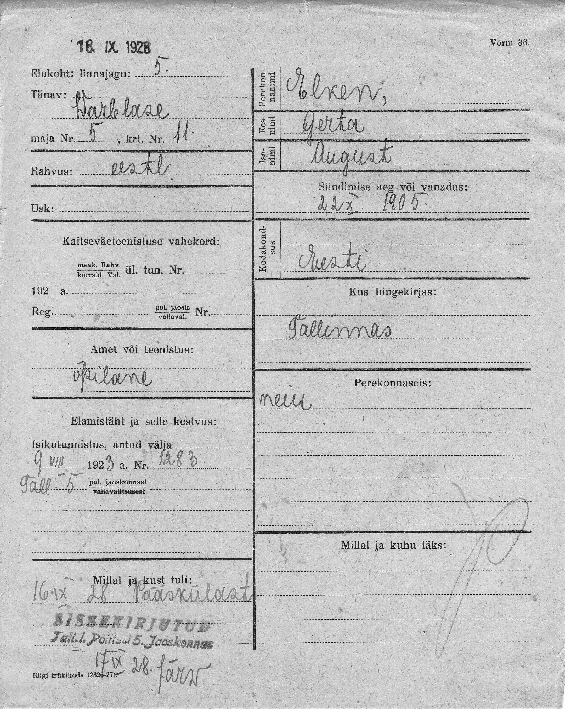 Elken, Gerta, August