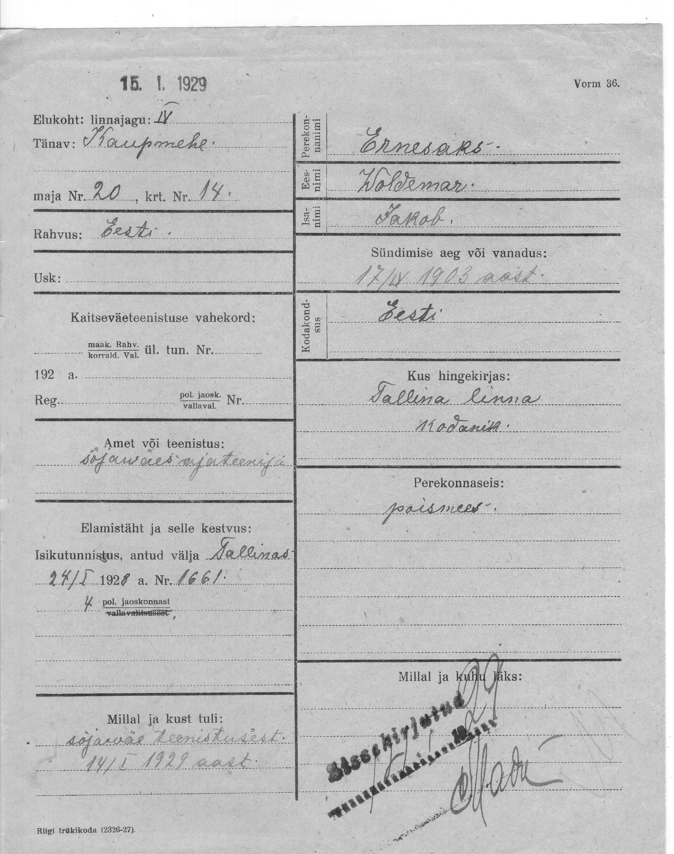 Ernesaks, Woldemar, Jakob