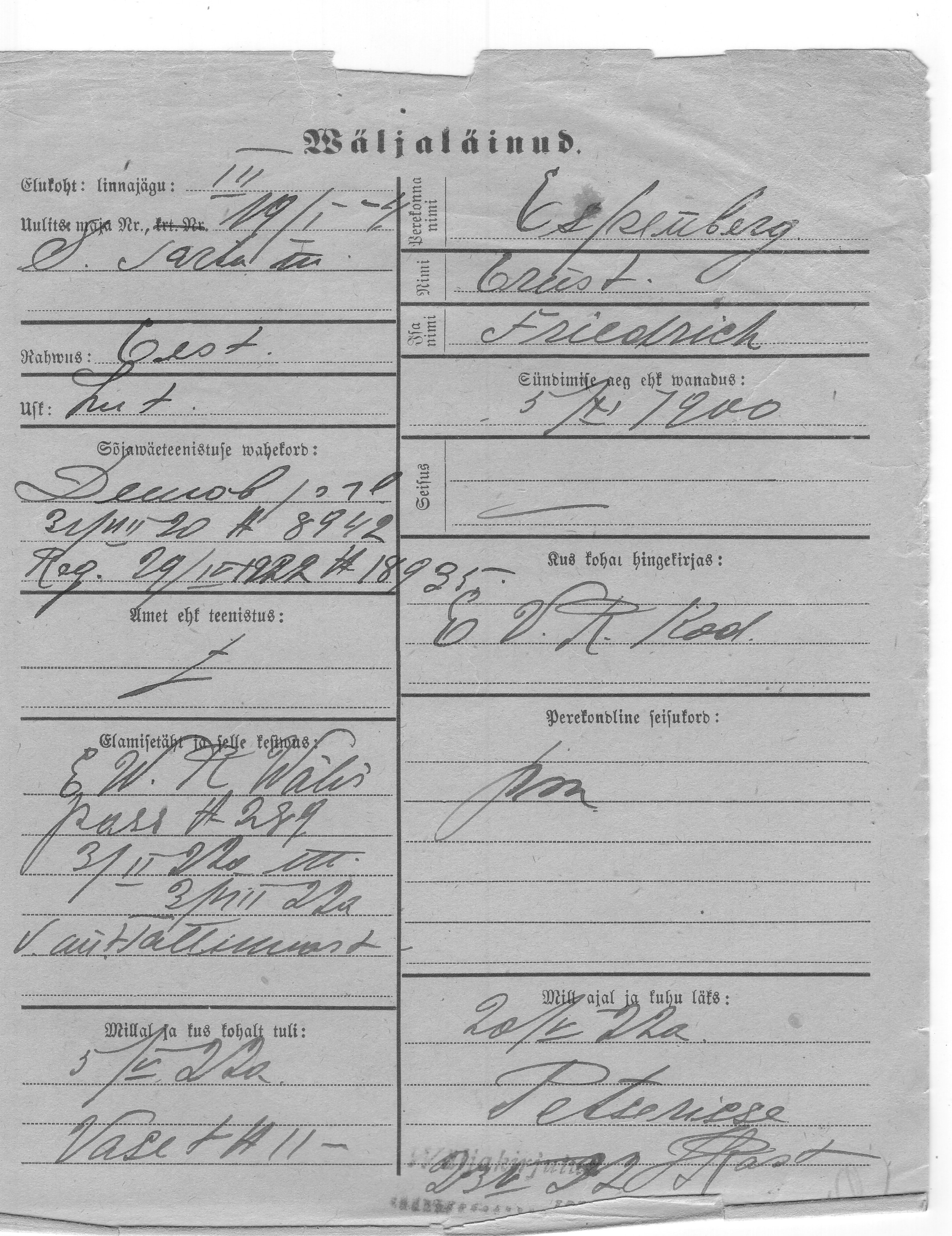 Espenberg, Ernst, Friedrich