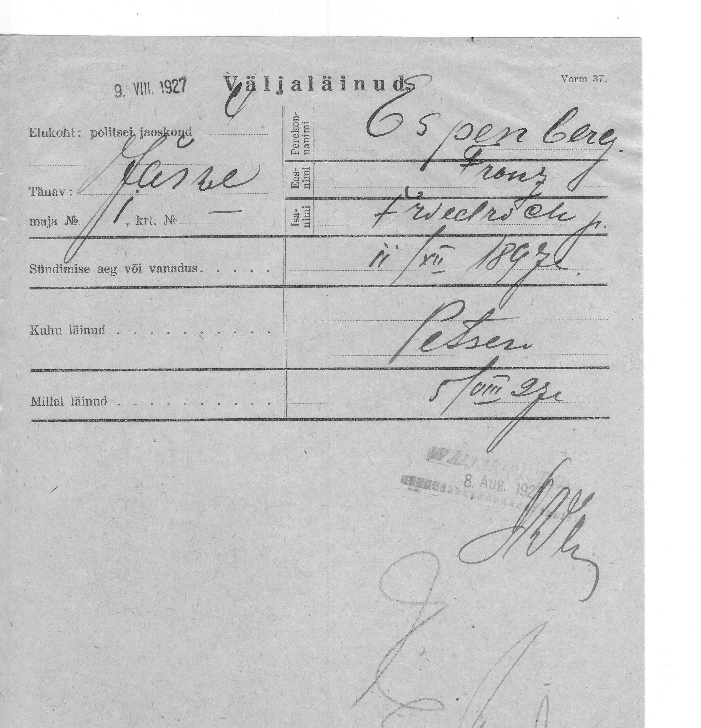 Espenberg, Franz, Friedrich