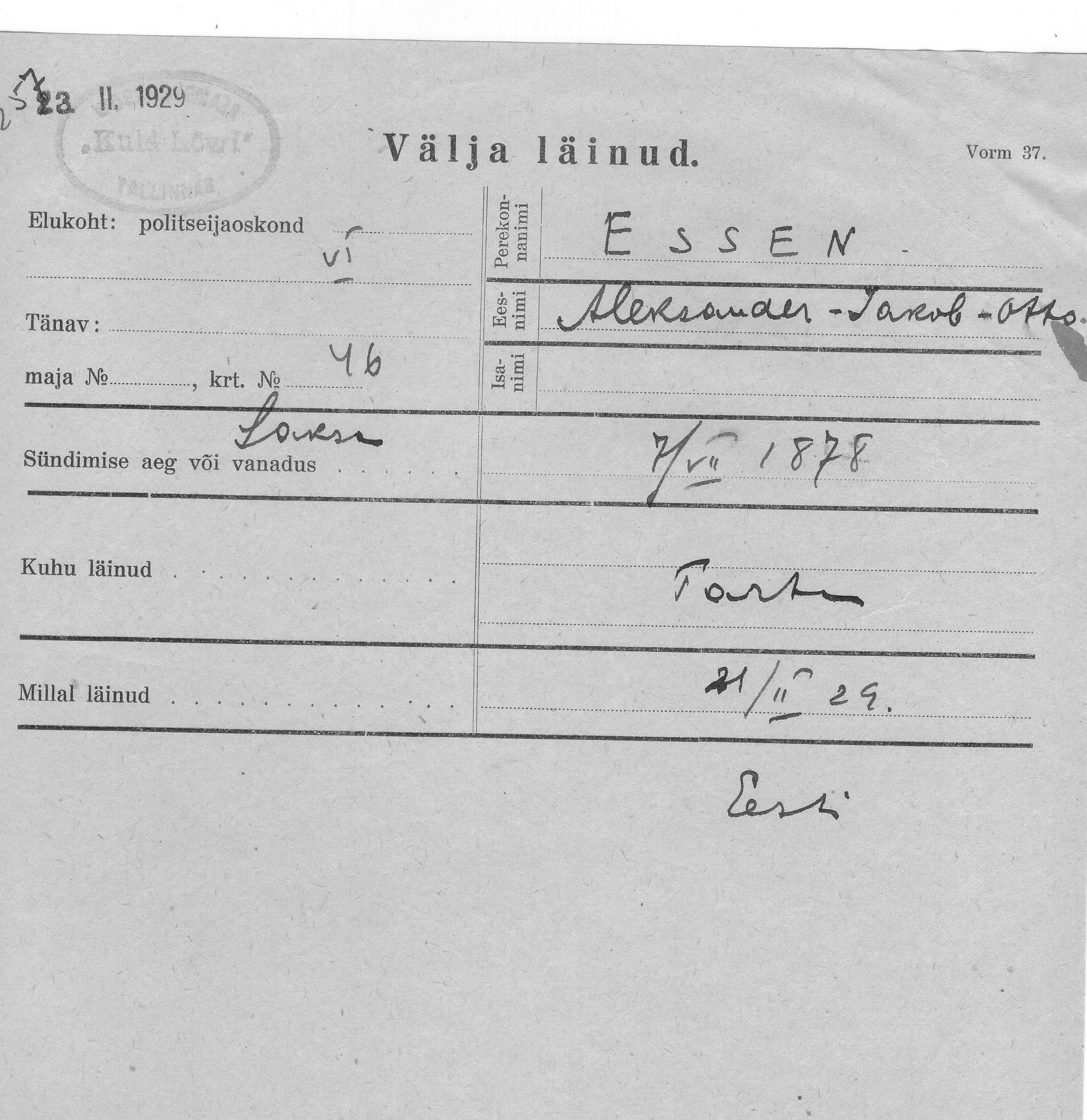 Essen, Aleksander, Jakob