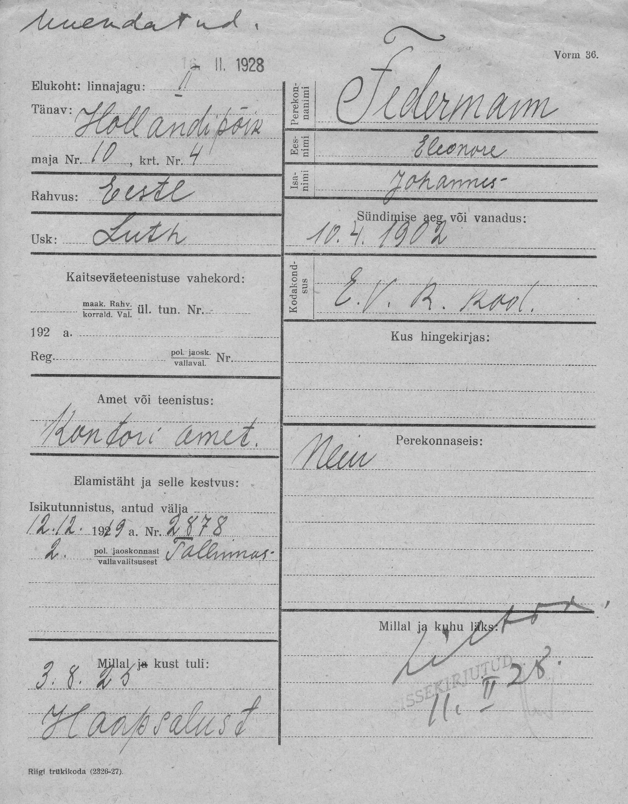 Federmann, Eleonore, Johannes