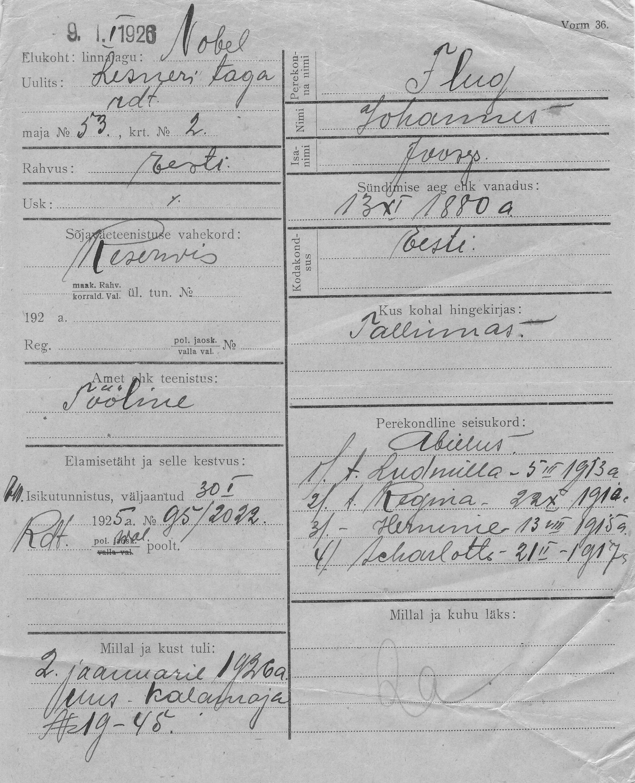 Flug, Johannes, Joosep