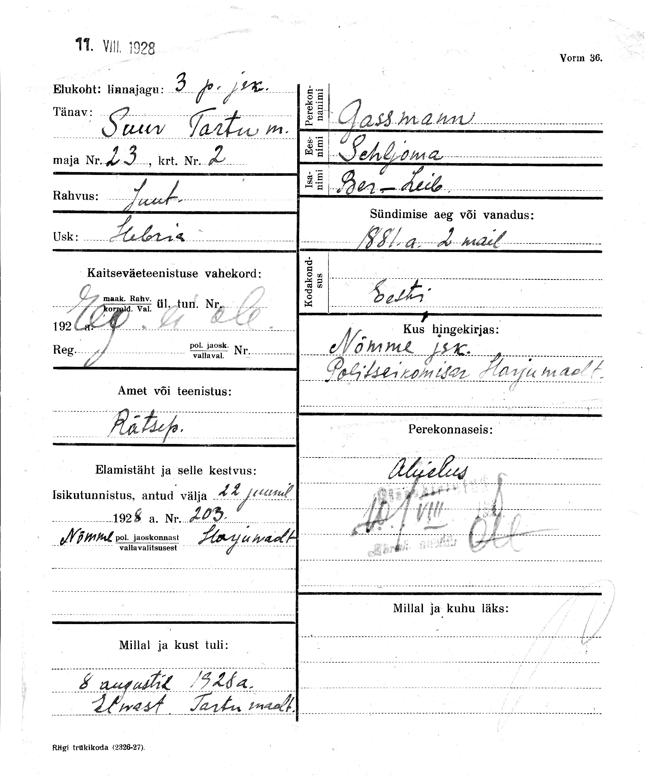 Gassmann, Schljoma, Ber-Leib