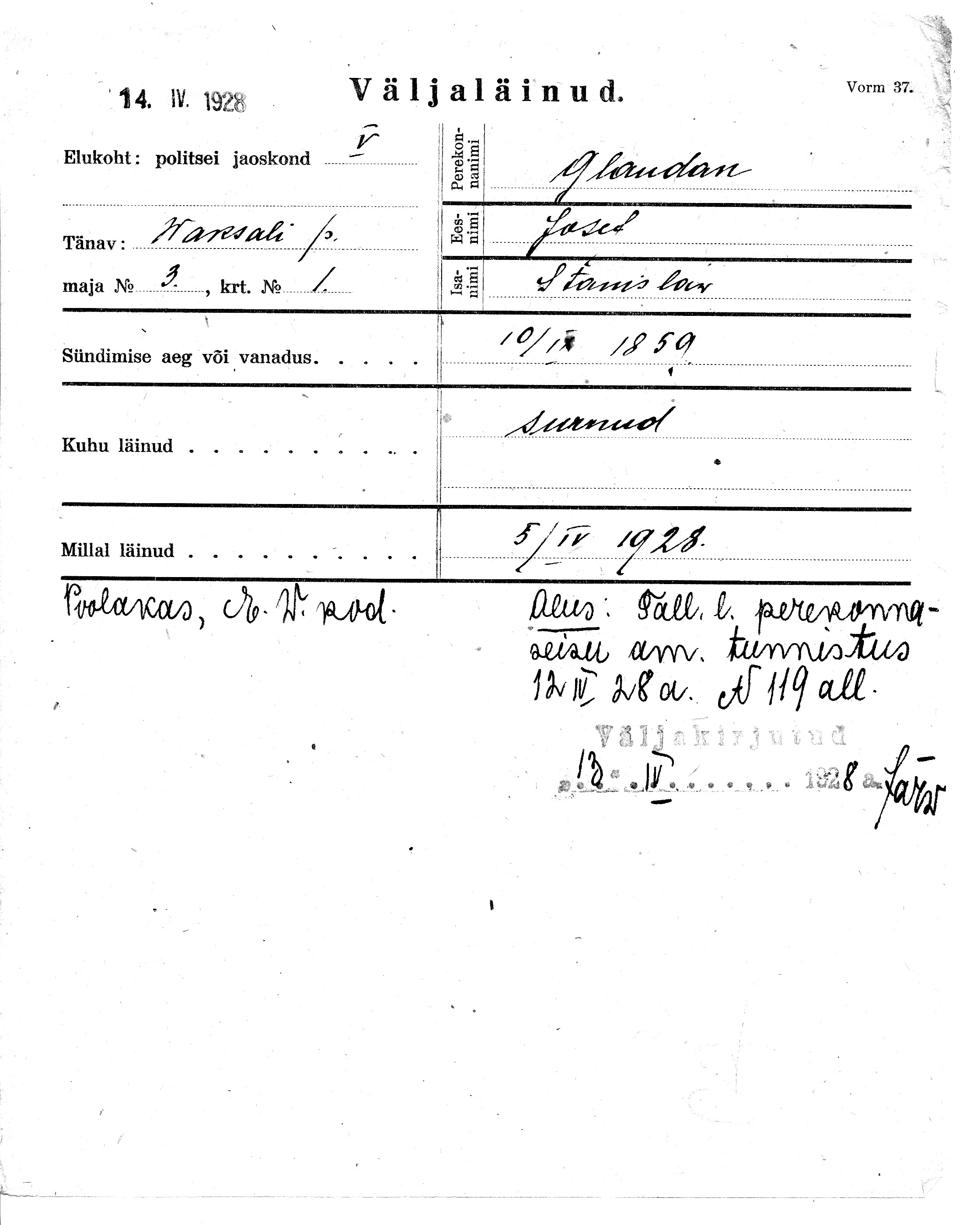 Glaudan, Josef, Stanislaw