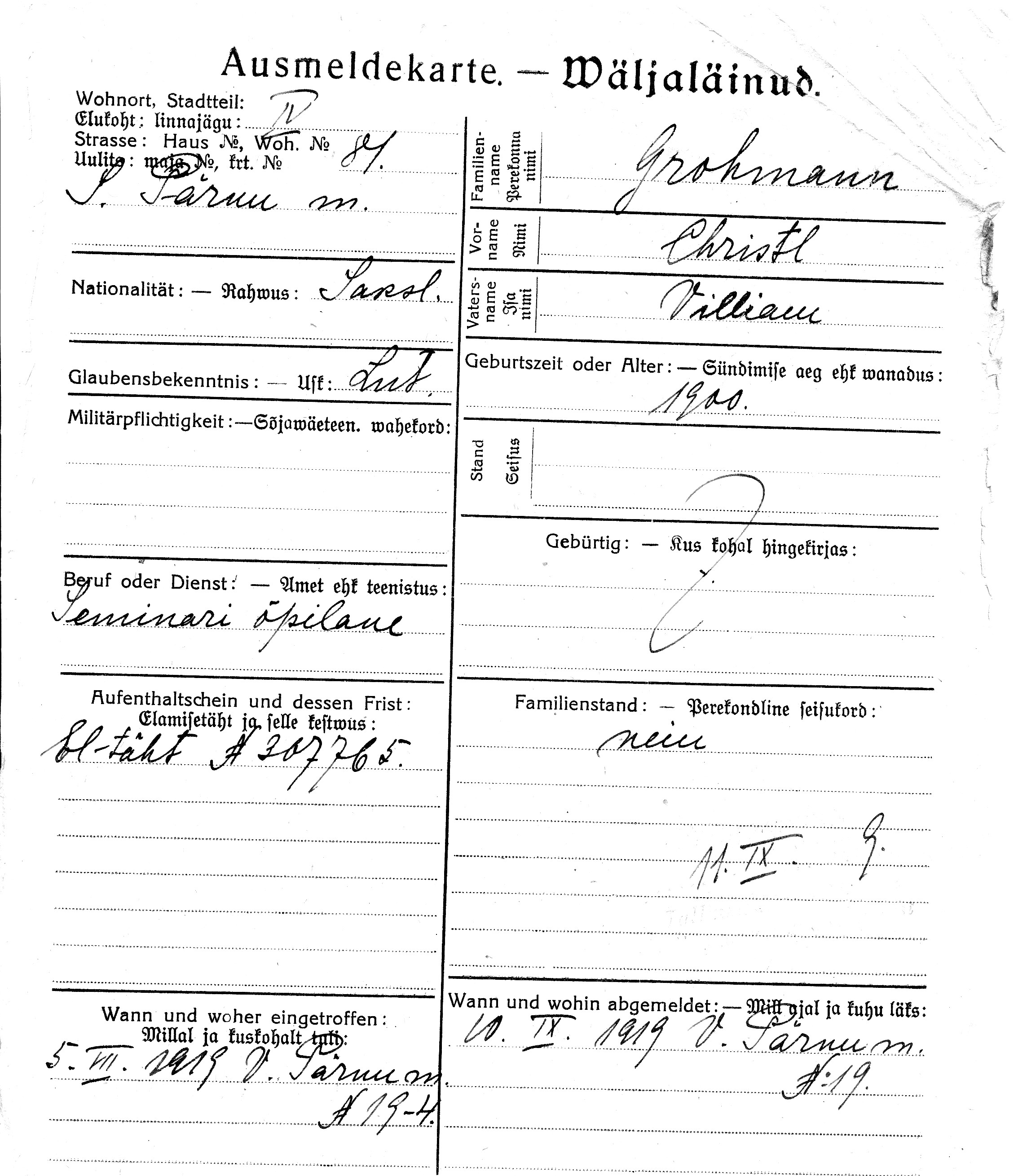 Grohmann, Christel, Villiam