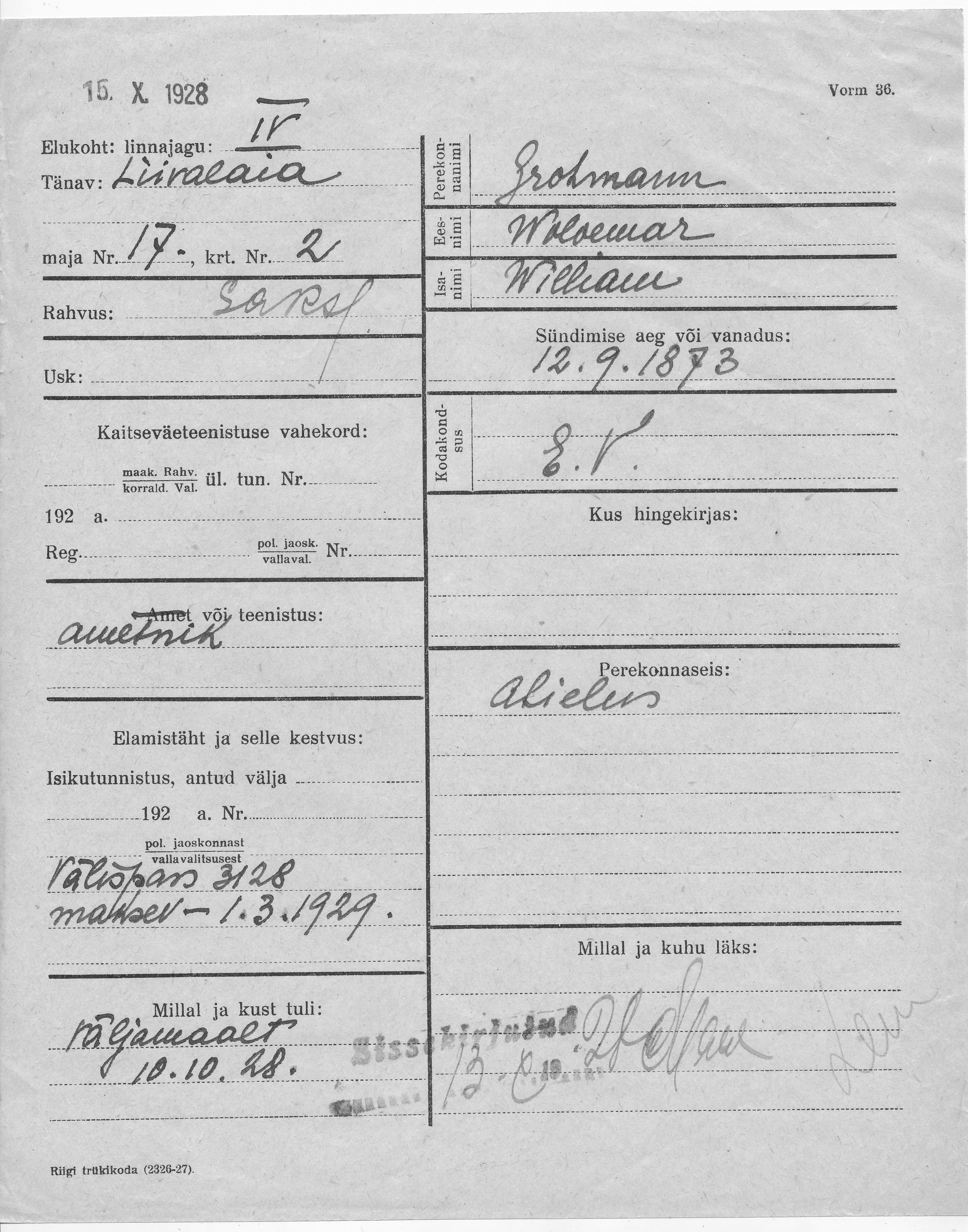 Grohmann, Woldemar, William