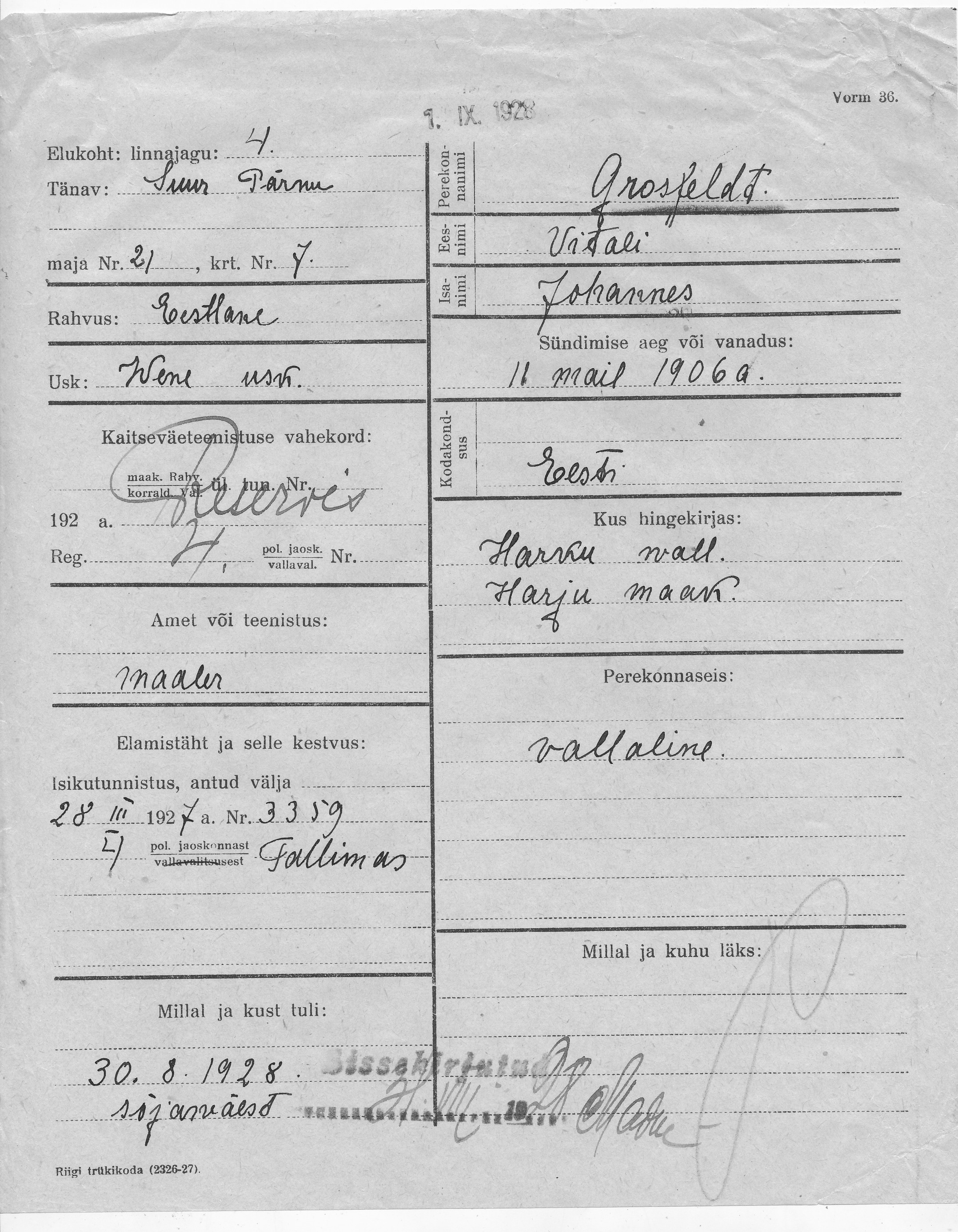 Grosfeldt, Vitali, Johannes