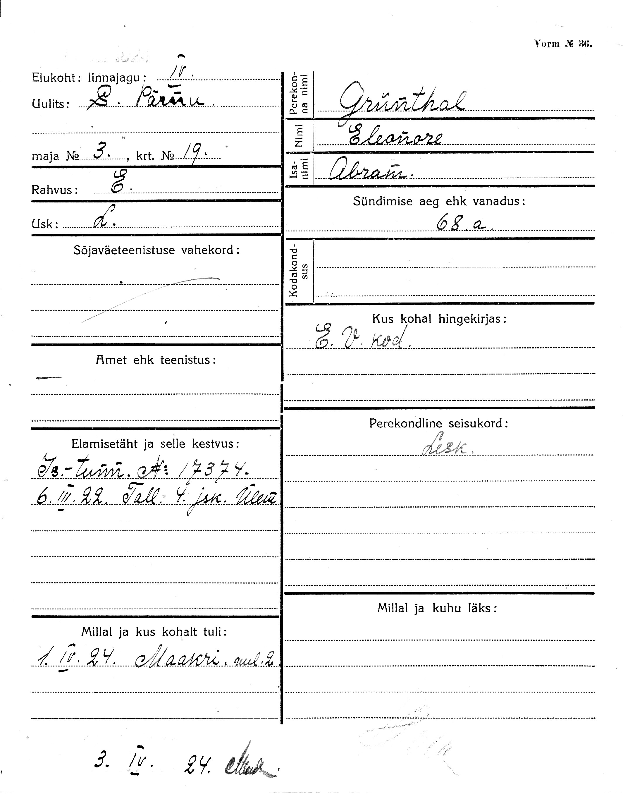 Grünthal, Eleonore, Abram