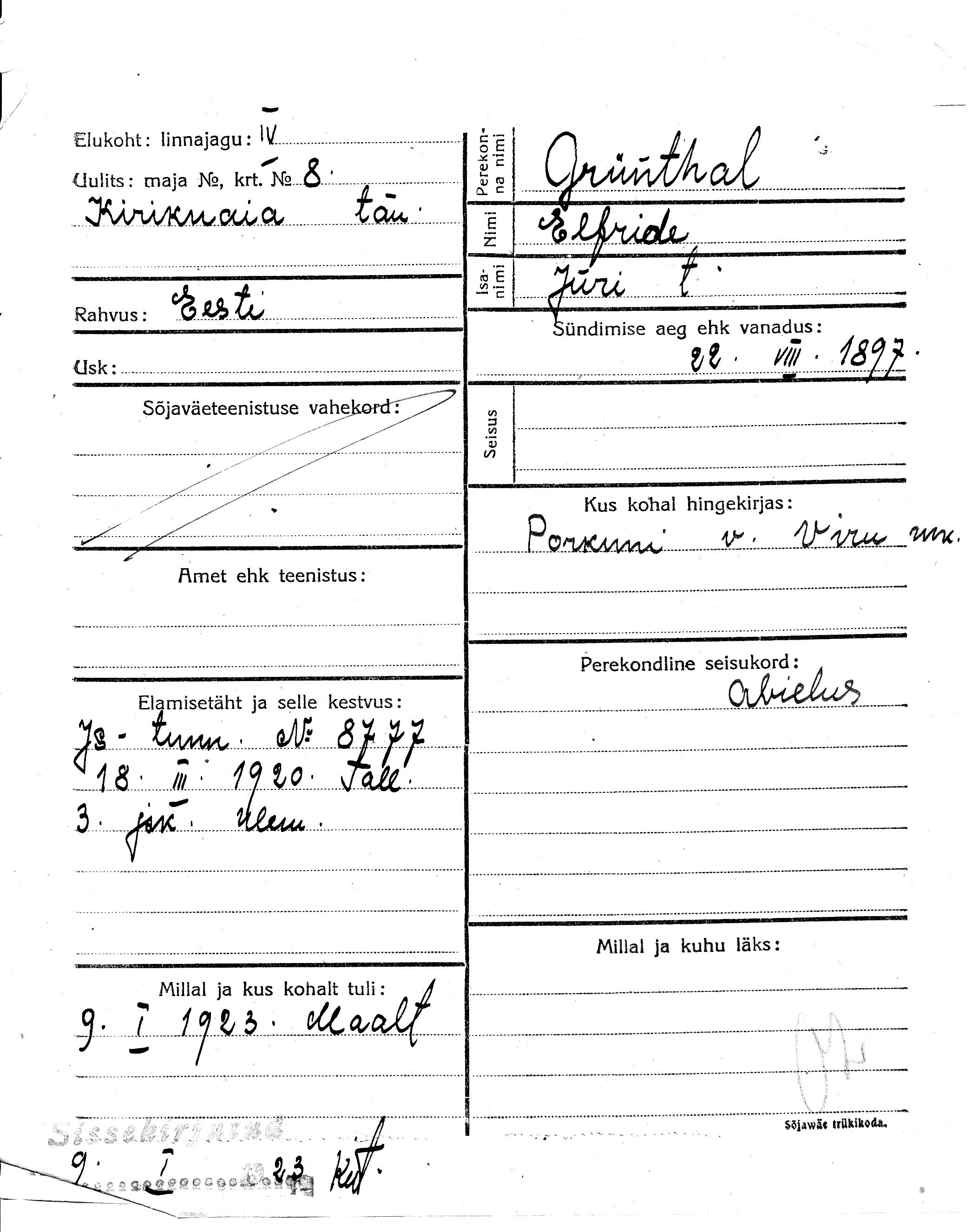 Grünthal, Elfriede, Jüri