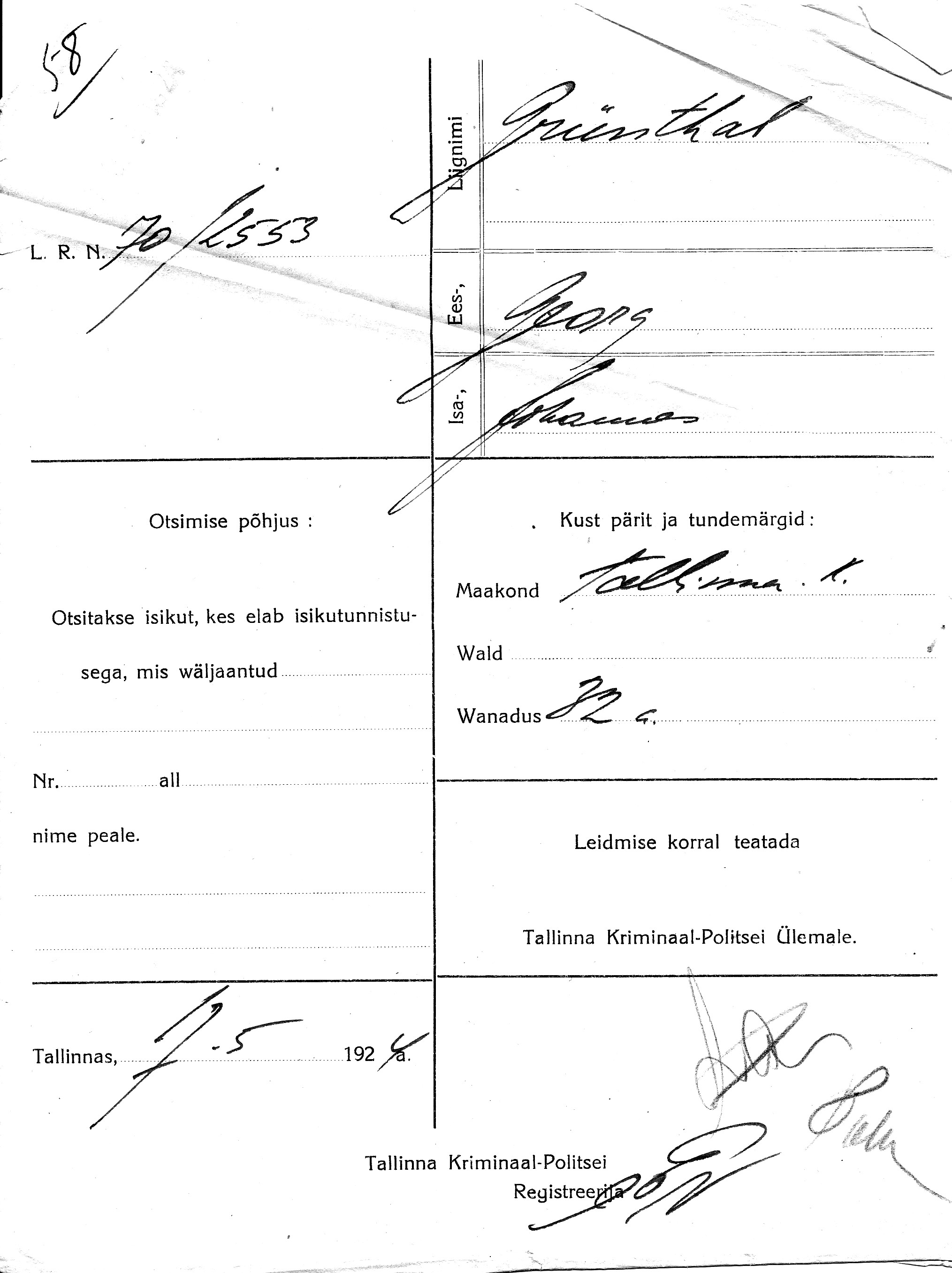 Grünthal, Georg, Johannes