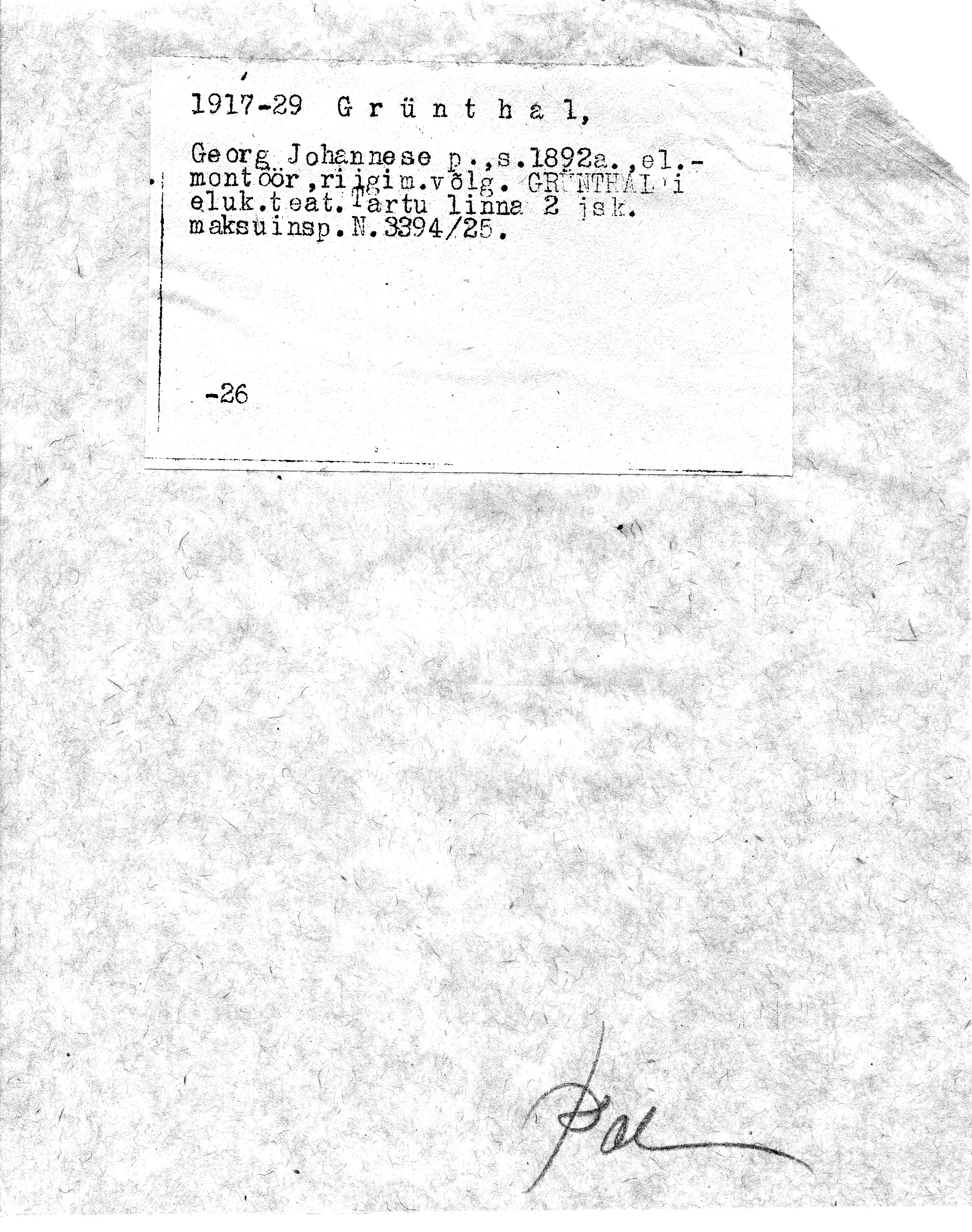 Grünthal, Georg, Johannes