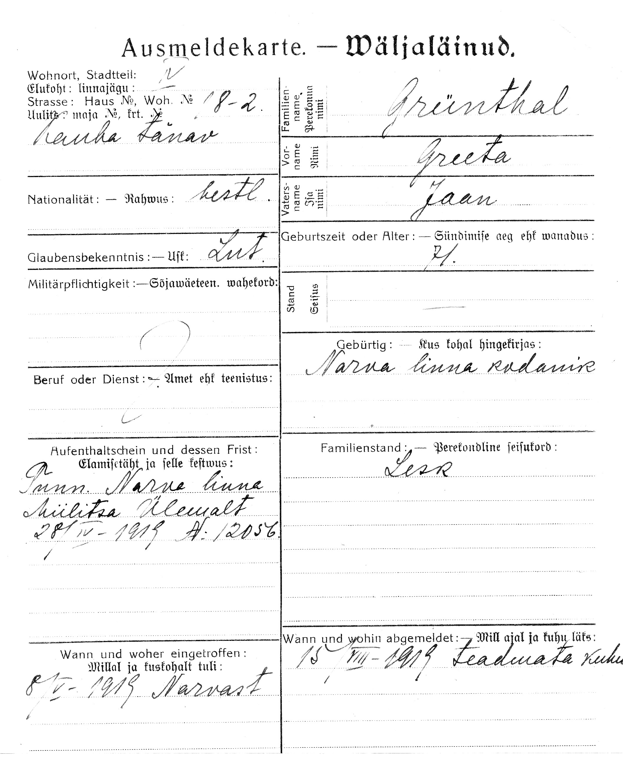 Grünthal, Greeta, Jaan