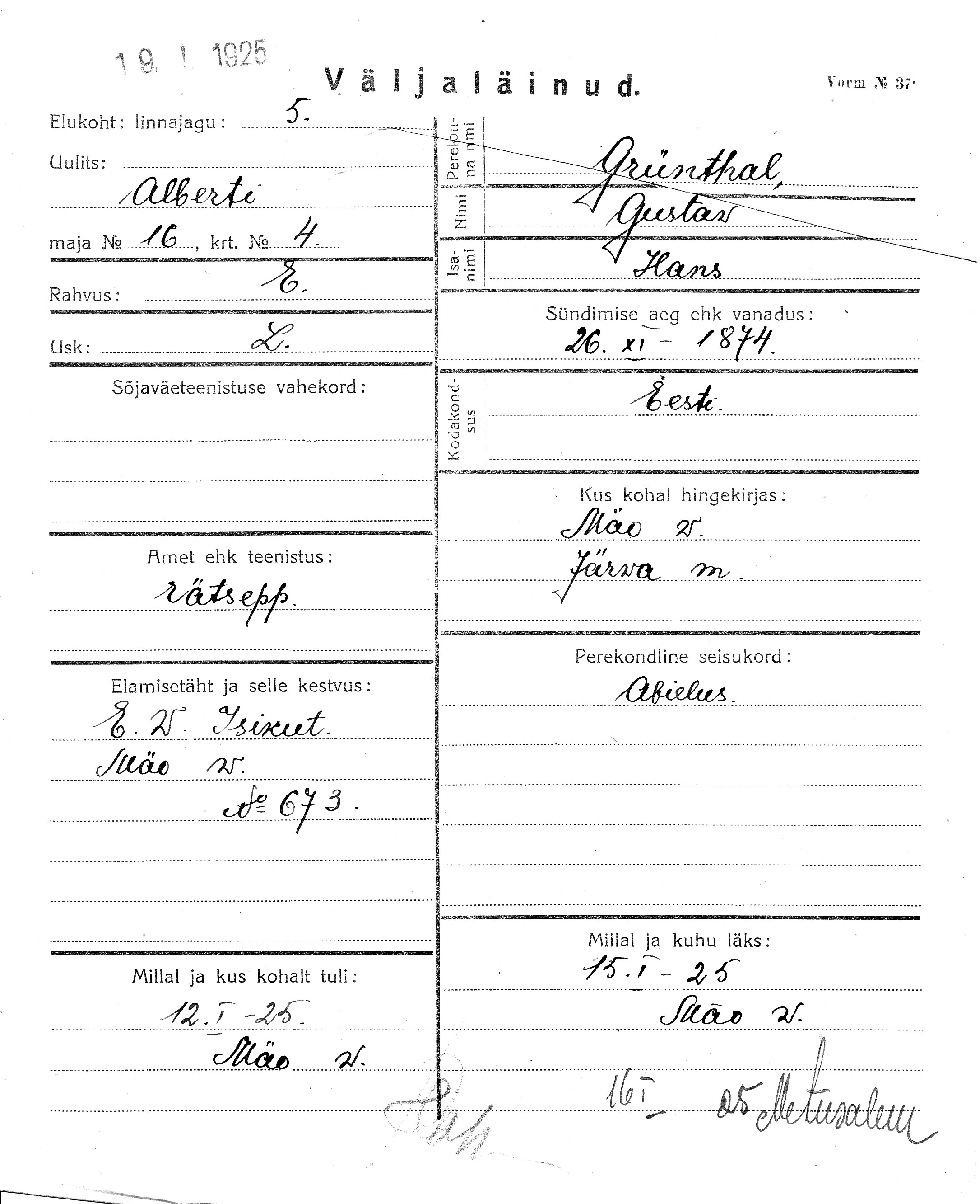 Grünthal, Gustav, Hans